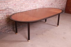 Michael Taylor for Baker Cherry Wood and Black Lacquer Extension Dining Table