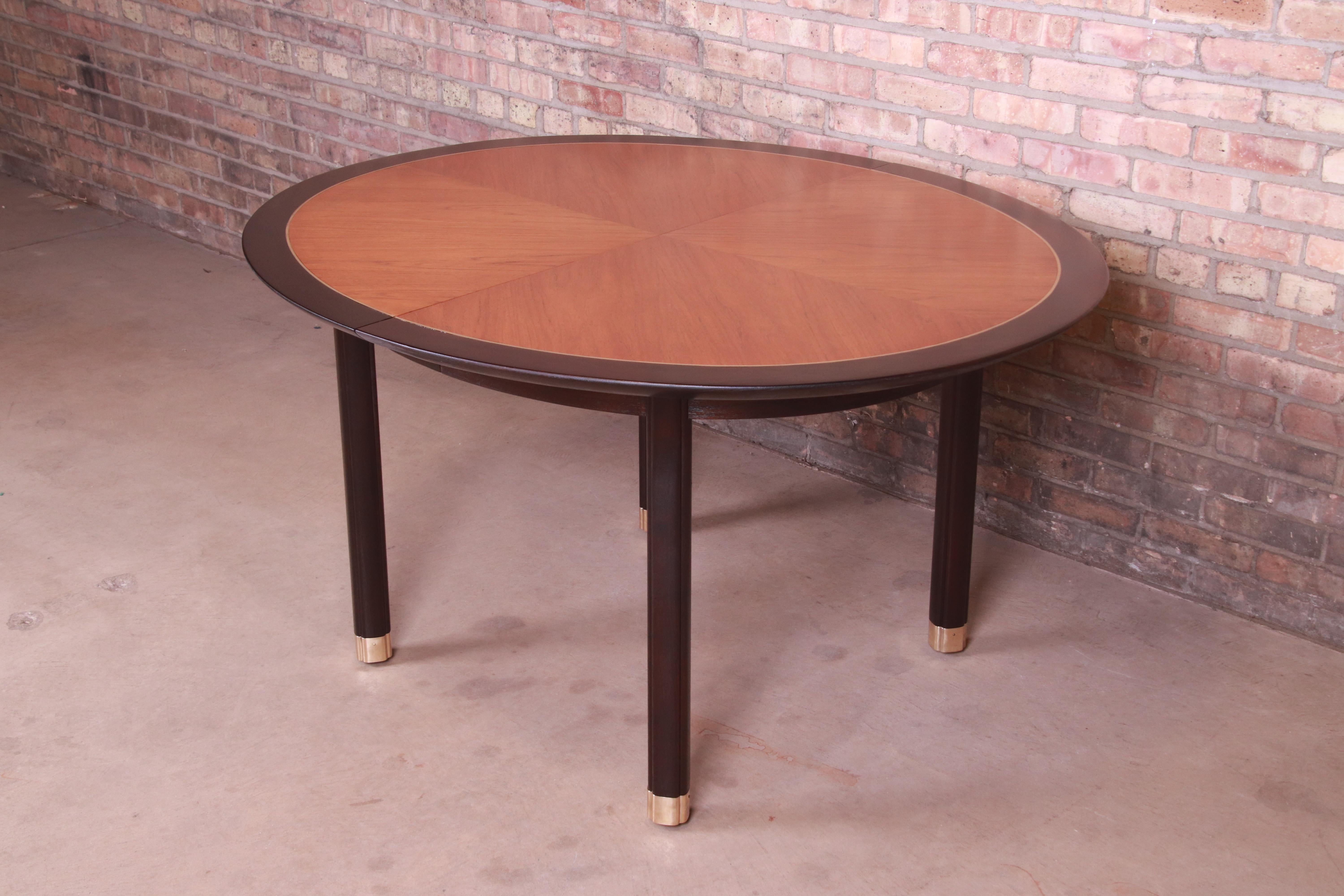 Michael Taylor for Baker Cherry Wood and Black Lacquer Extension Dining Table 1