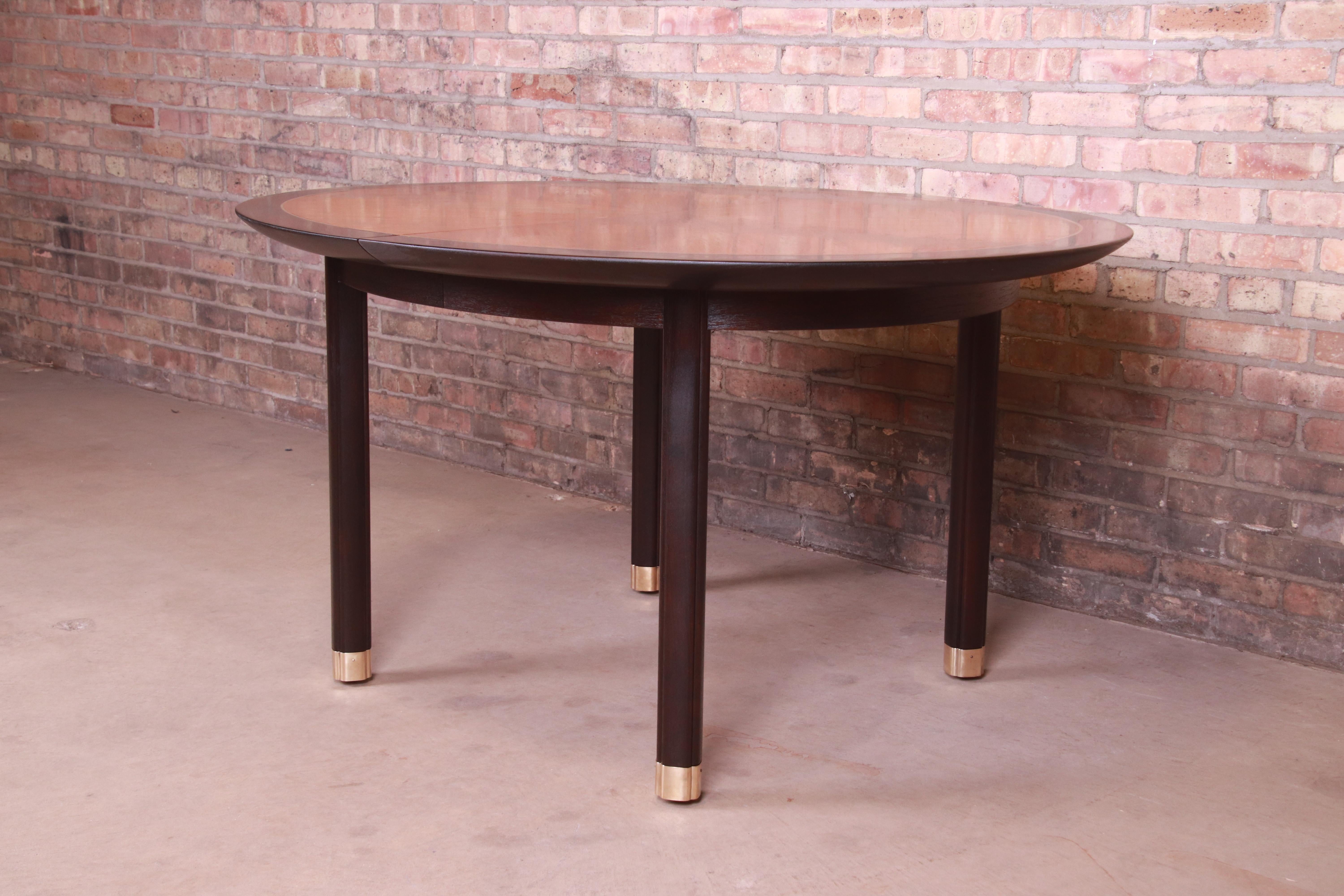 Michael Taylor for Baker Cherry Wood and Black Lacquer Extension Dining Table 2
