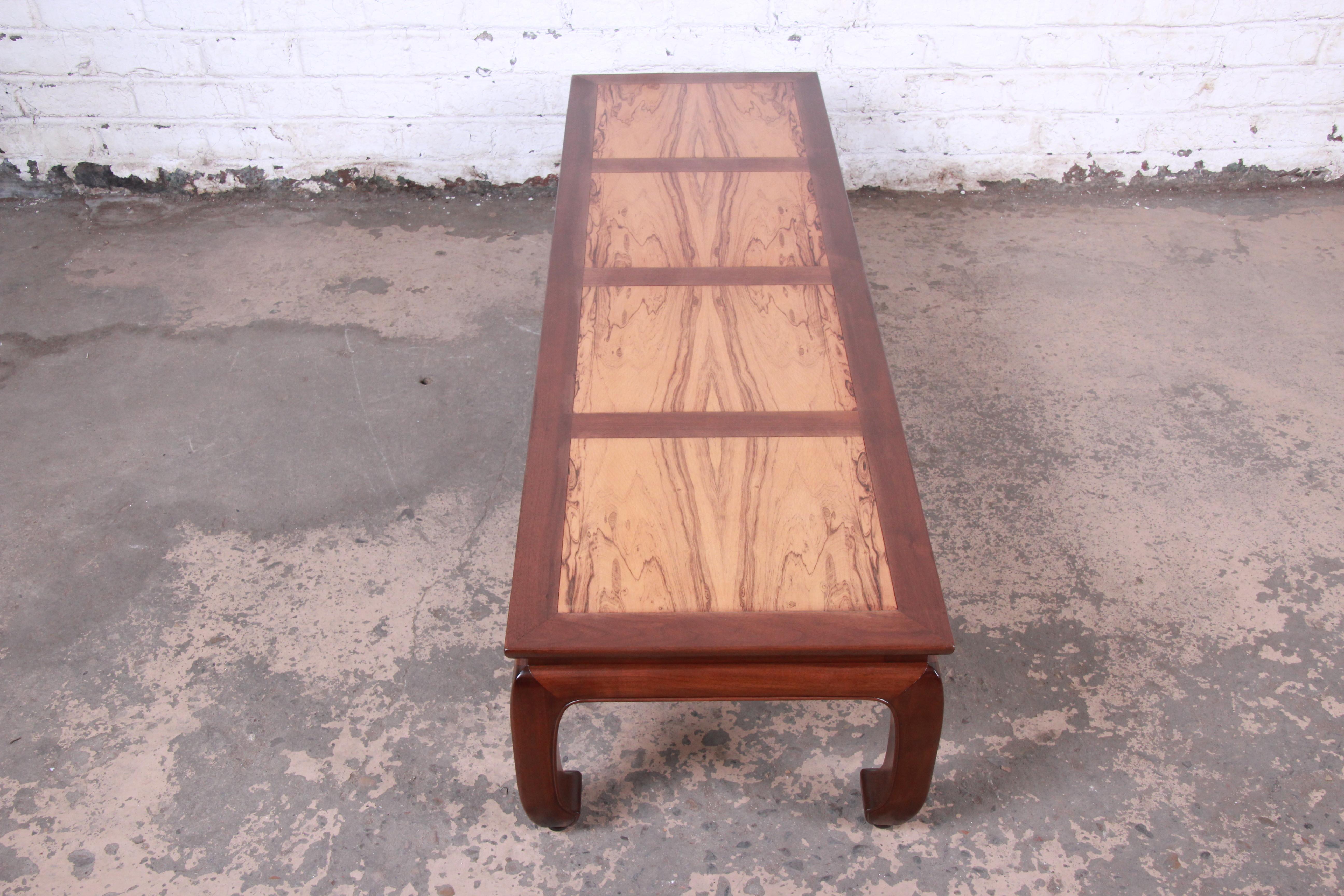 Michael Taylor for Baker Chinoiserie Rosewood and Walnut Coffee Table, Restored 4