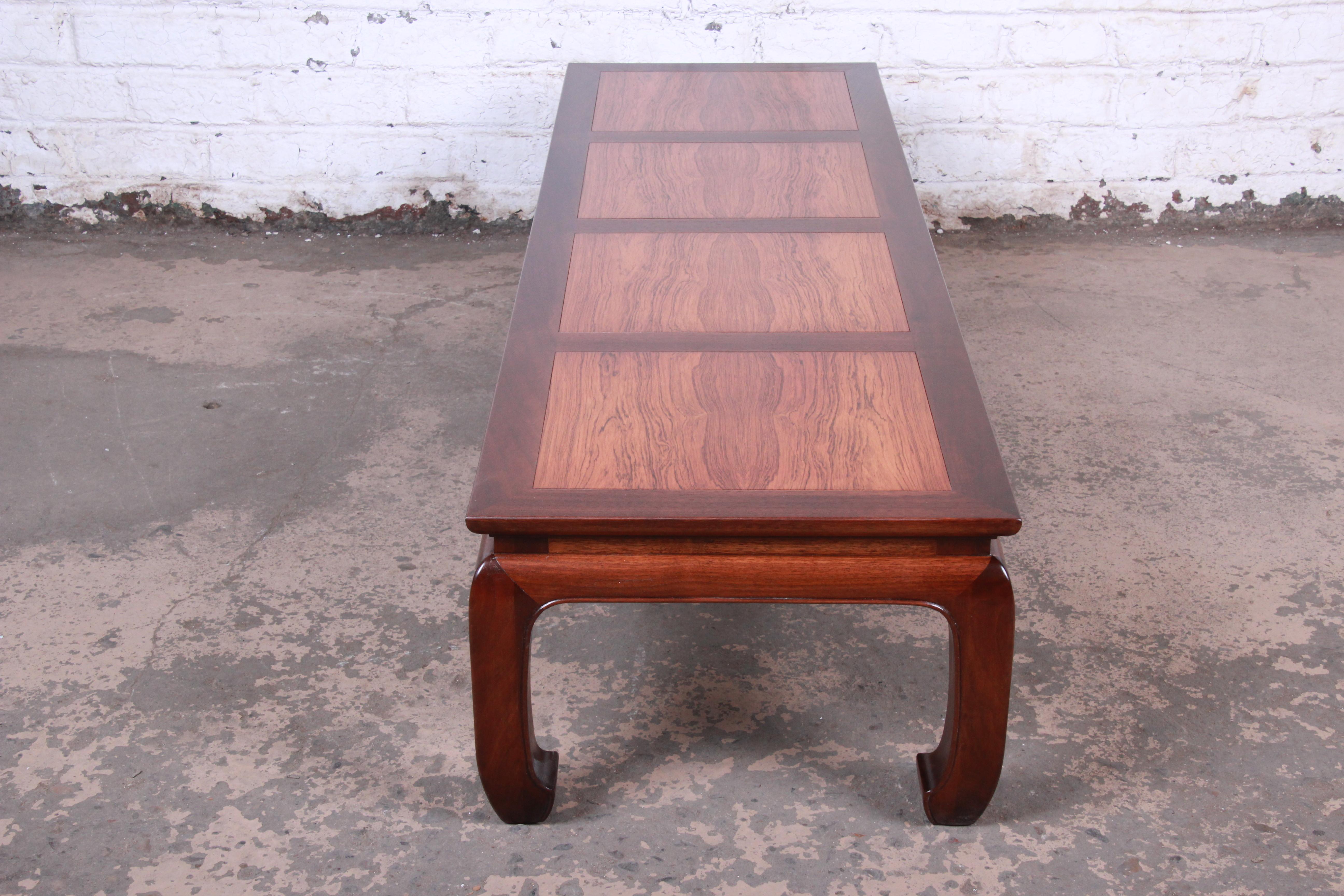 Michael Taylor for Baker Chinoiserie Rosewood and Walnut Coffee Table, Restored 4