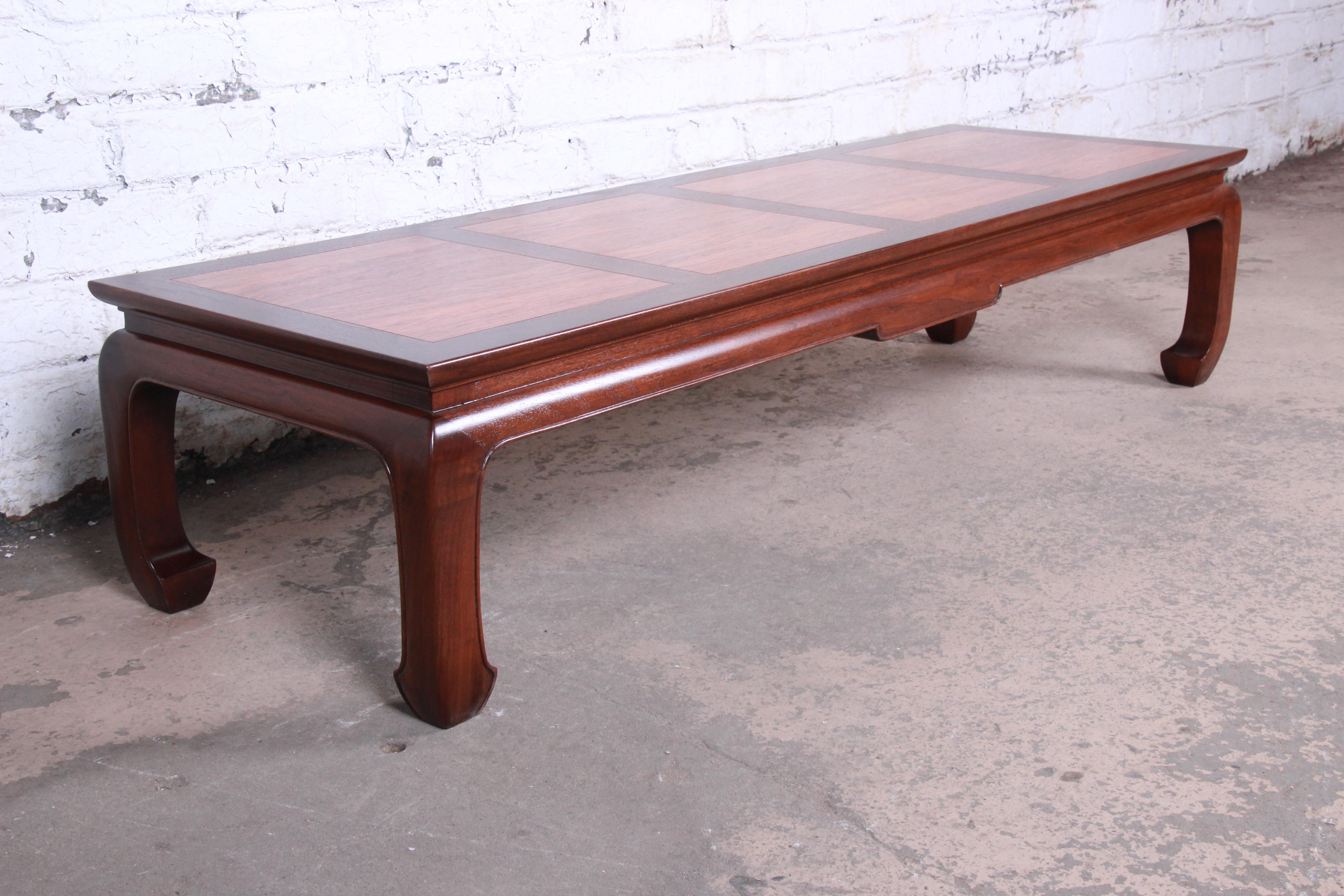 Michael Taylor for Baker Chinoiserie Rosewood and Walnut Coffee Table, Restored In Good Condition In South Bend, IN