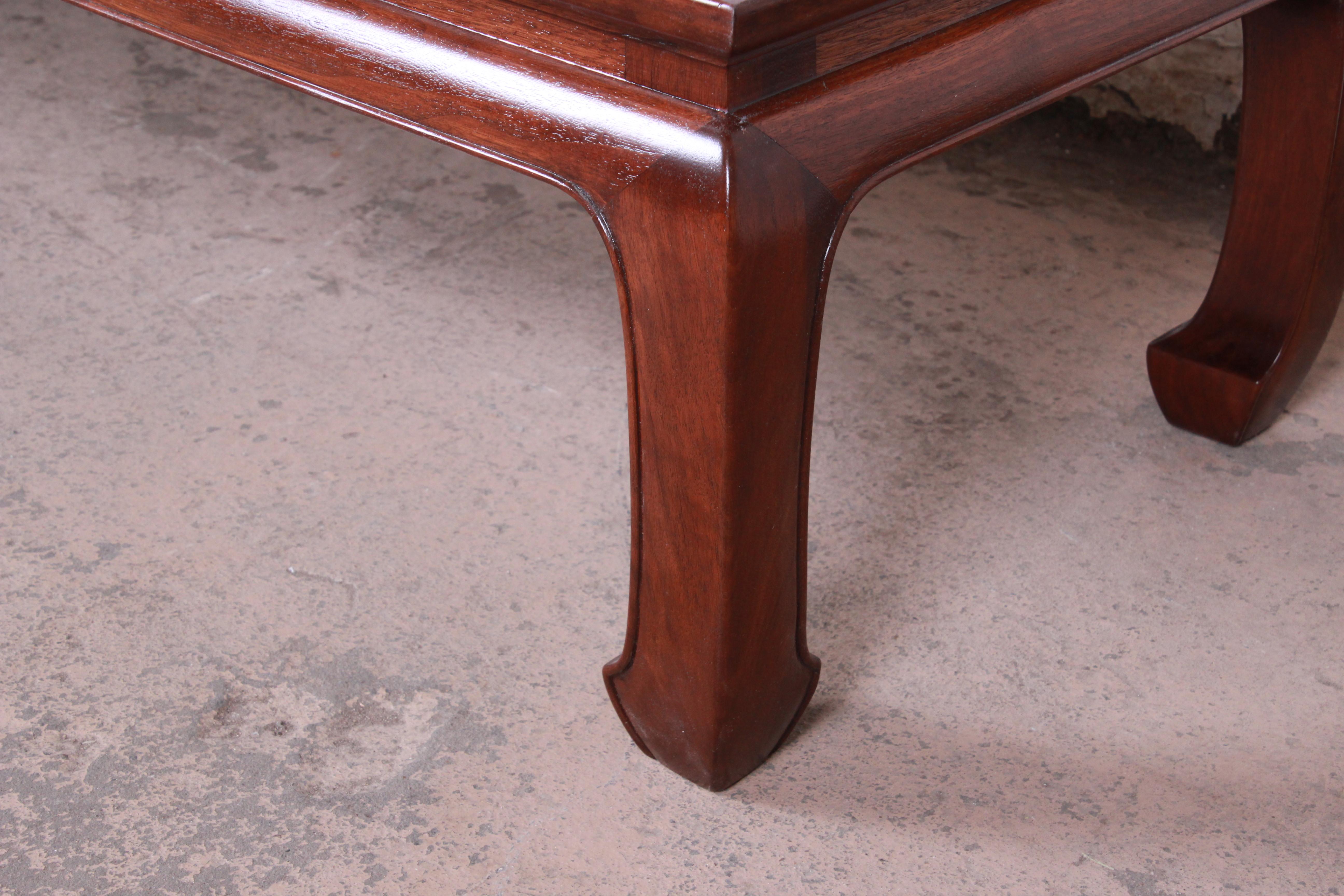 Mid-20th Century Michael Taylor for Baker Chinoiserie Rosewood and Walnut Coffee Table, Restored