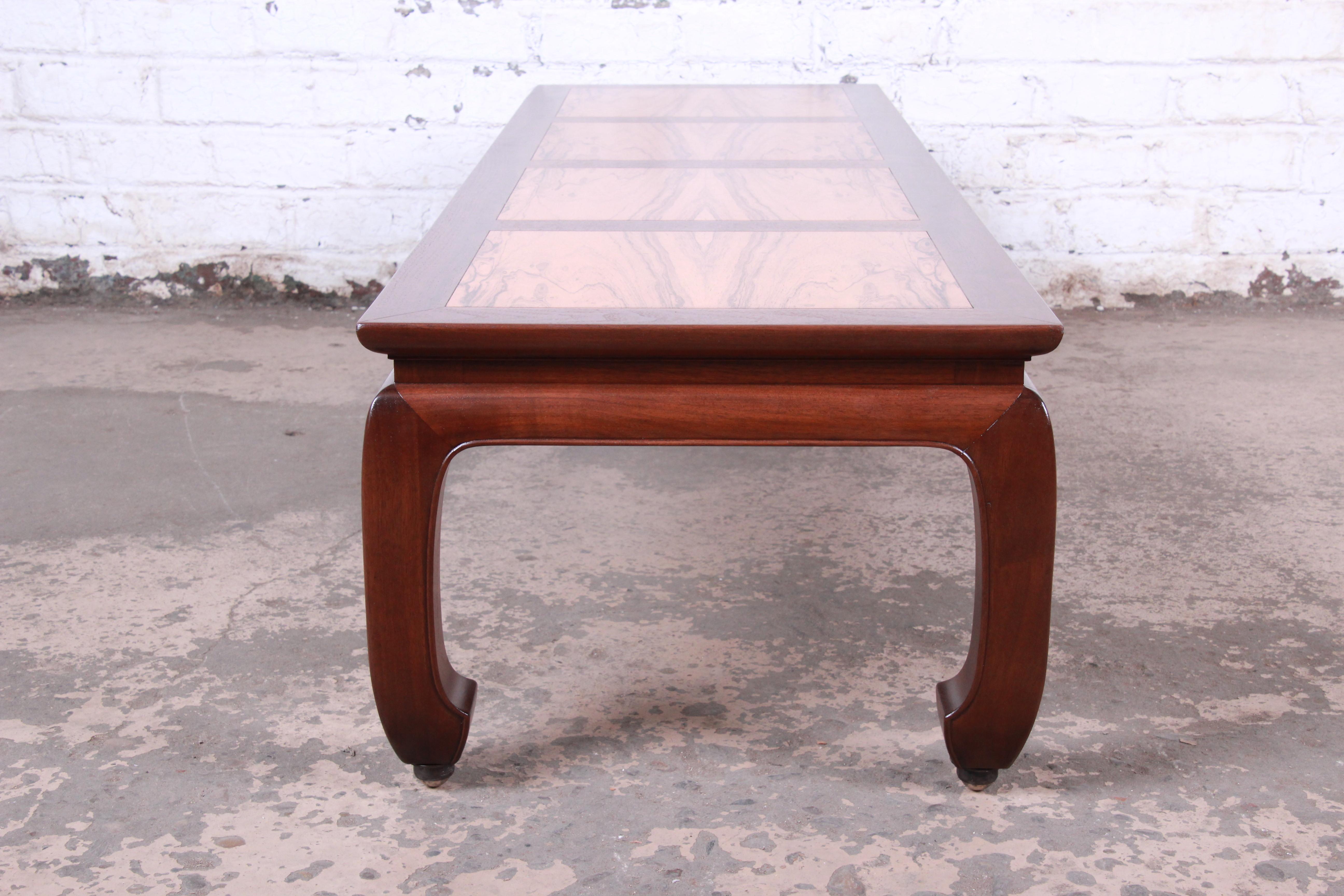 Michael Taylor for Baker Chinoiserie Rosewood and Walnut Coffee Table, Restored 3