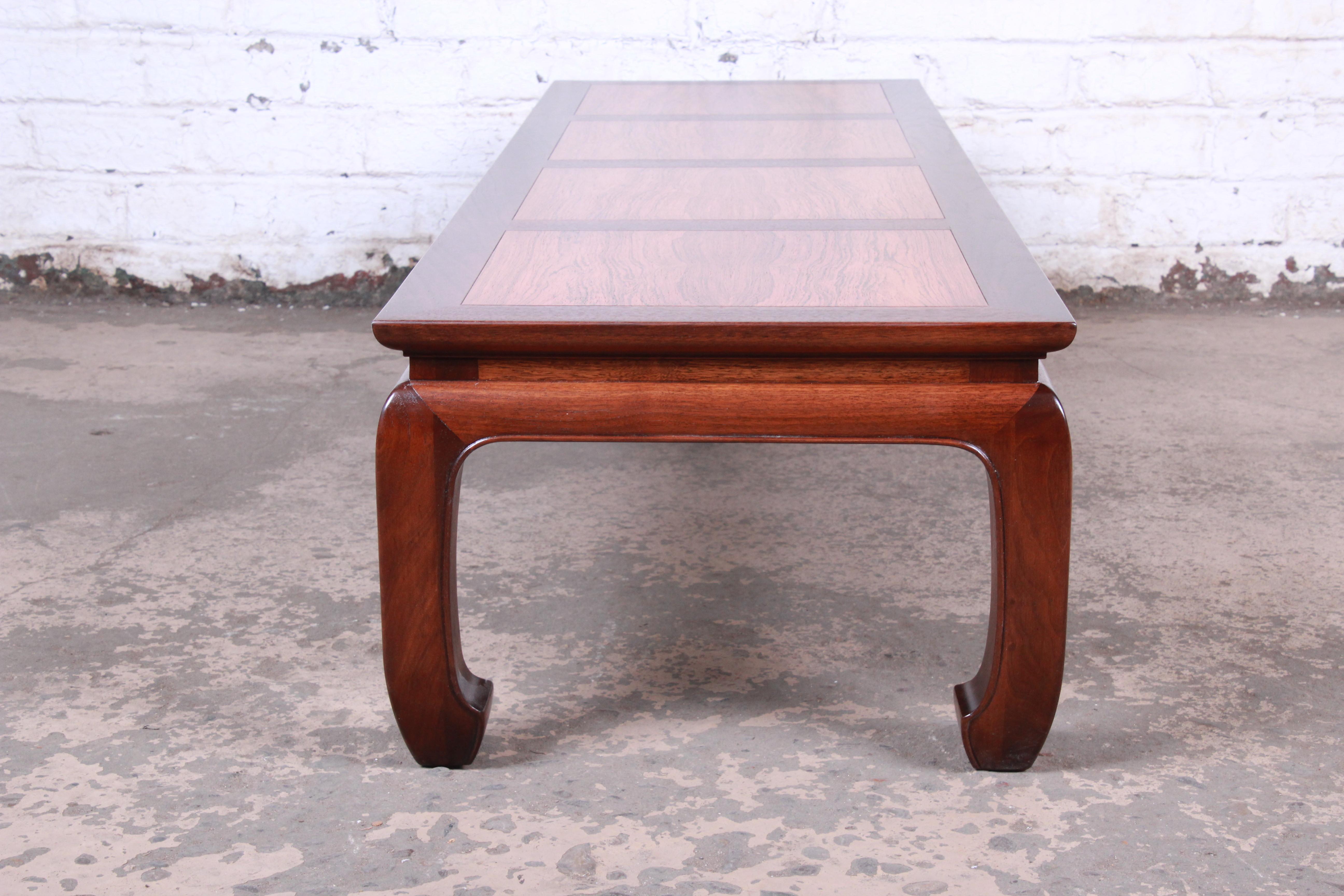 Michael Taylor for Baker Chinoiserie Rosewood and Walnut Coffee Table, Restored 3