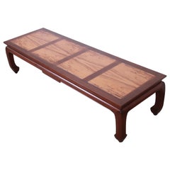 Michael Taylor for Baker Chinoiserie Rosewood and Walnut Coffee Table, Restored