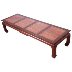 Michael Taylor for Baker Chinoiserie Rosewood and Walnut Coffee Table, Restored