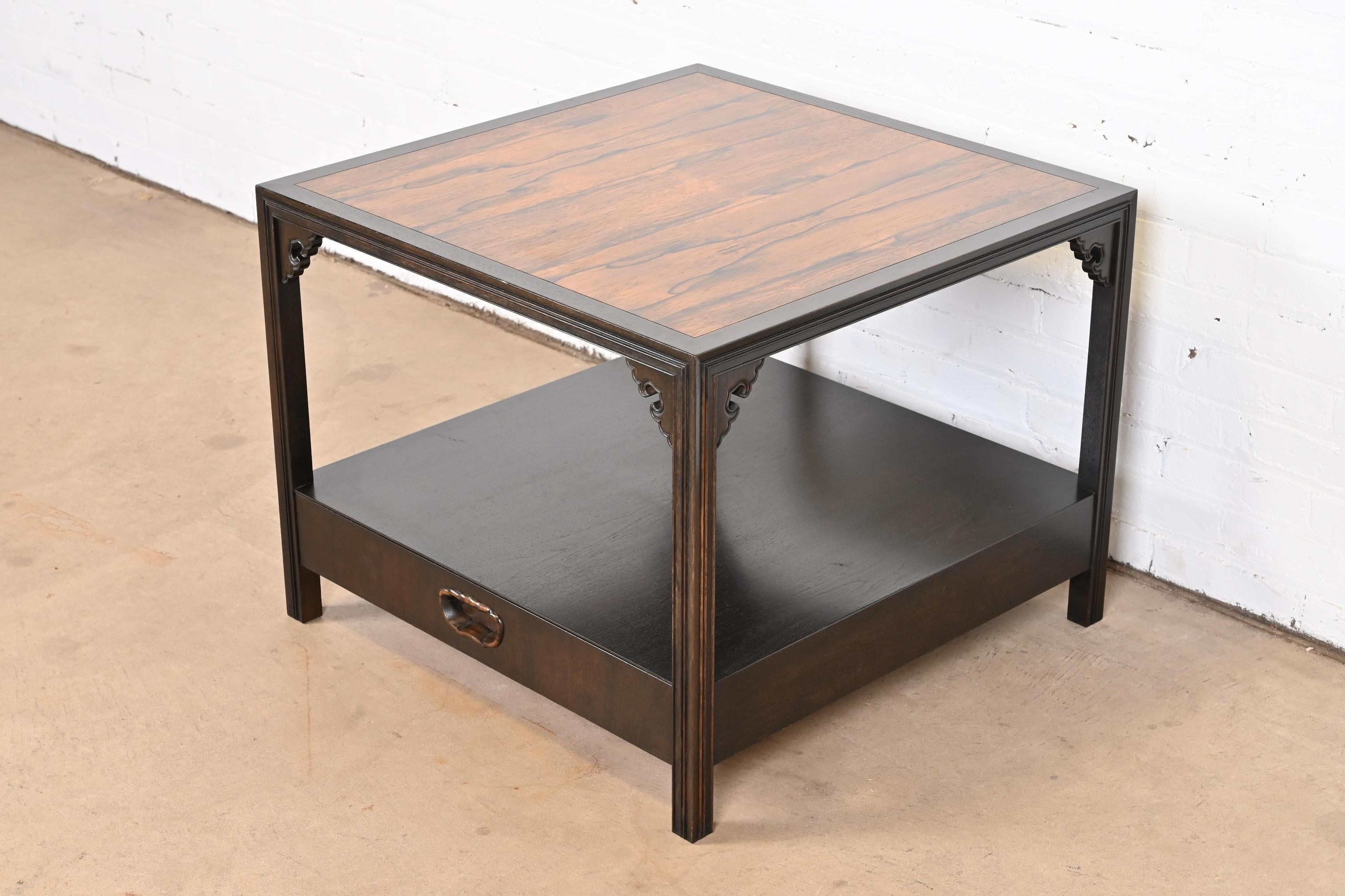 American Michael Taylor for Baker Chinoiserie Rosewood Cocktail Table or Side Table For Sale