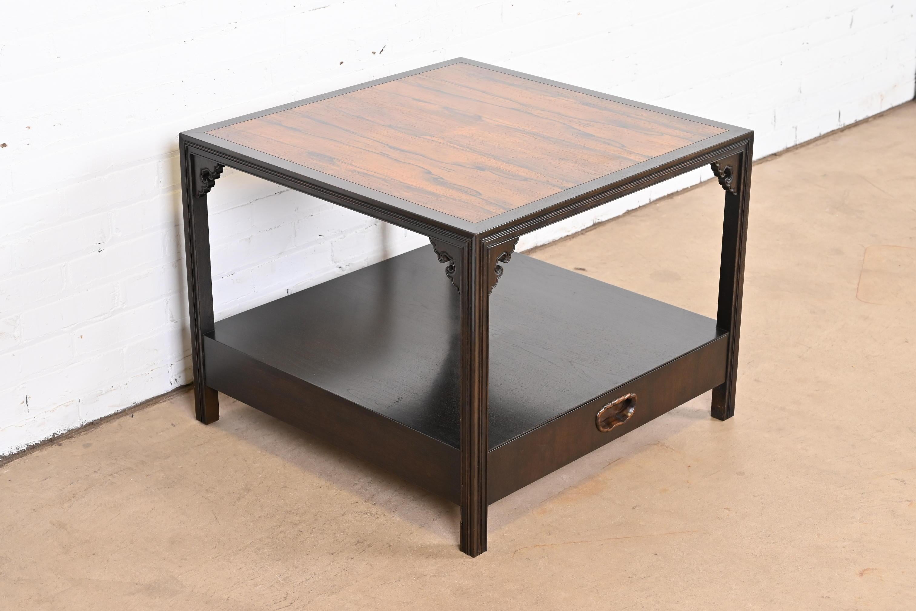 Mid-20th Century Michael Taylor for Baker Chinoiserie Rosewood Cocktail Table or Side Table For Sale