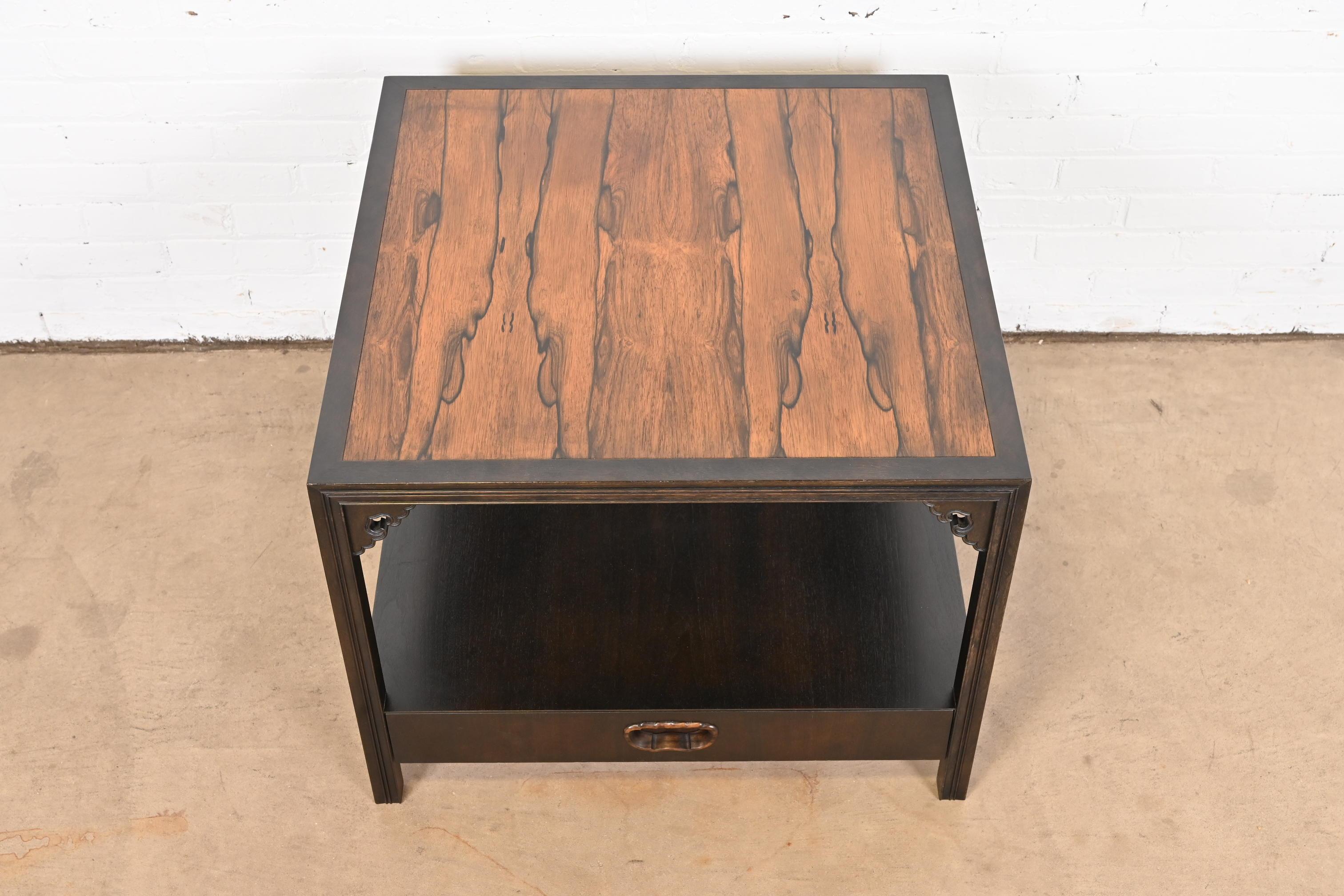 Michael Taylor for Baker Chinoiserie Rosewood Cocktail Table or Side Table For Sale 2