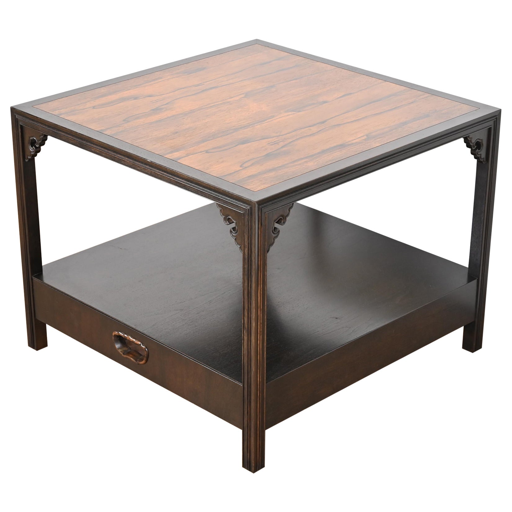 Table de cocktail ou table d'appoint en bois de rose de style chinoiserie Michael Taylor pour Baker