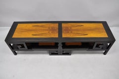 Michael Taylor for Baker Chinoiserie Rosewood Greek Key Black Coffee Table
