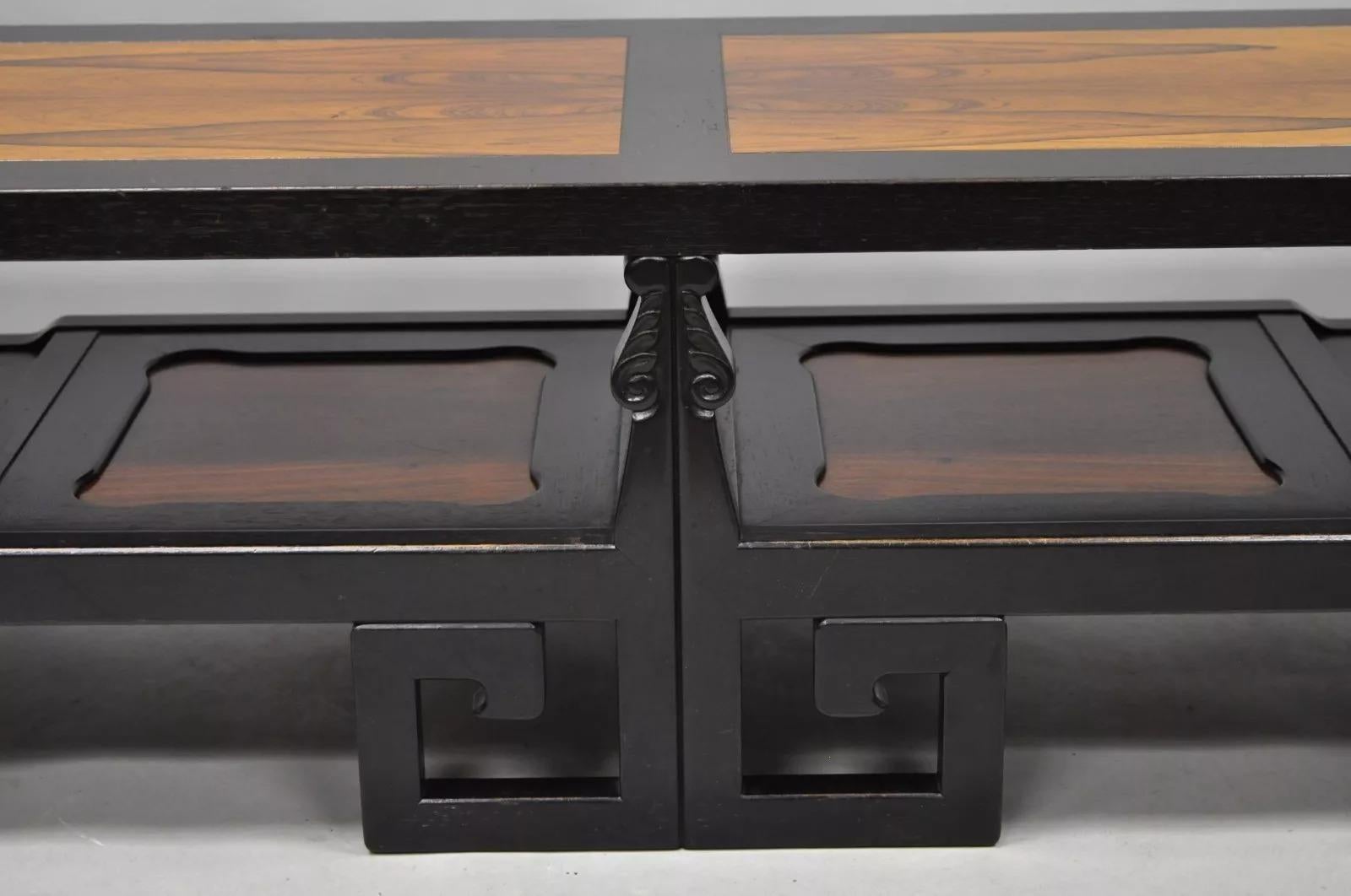 Michael Taylor pour Baker Chinoiserie Rosewood Greek Key table basse noire Bon état - En vente à Philadelphia, PA