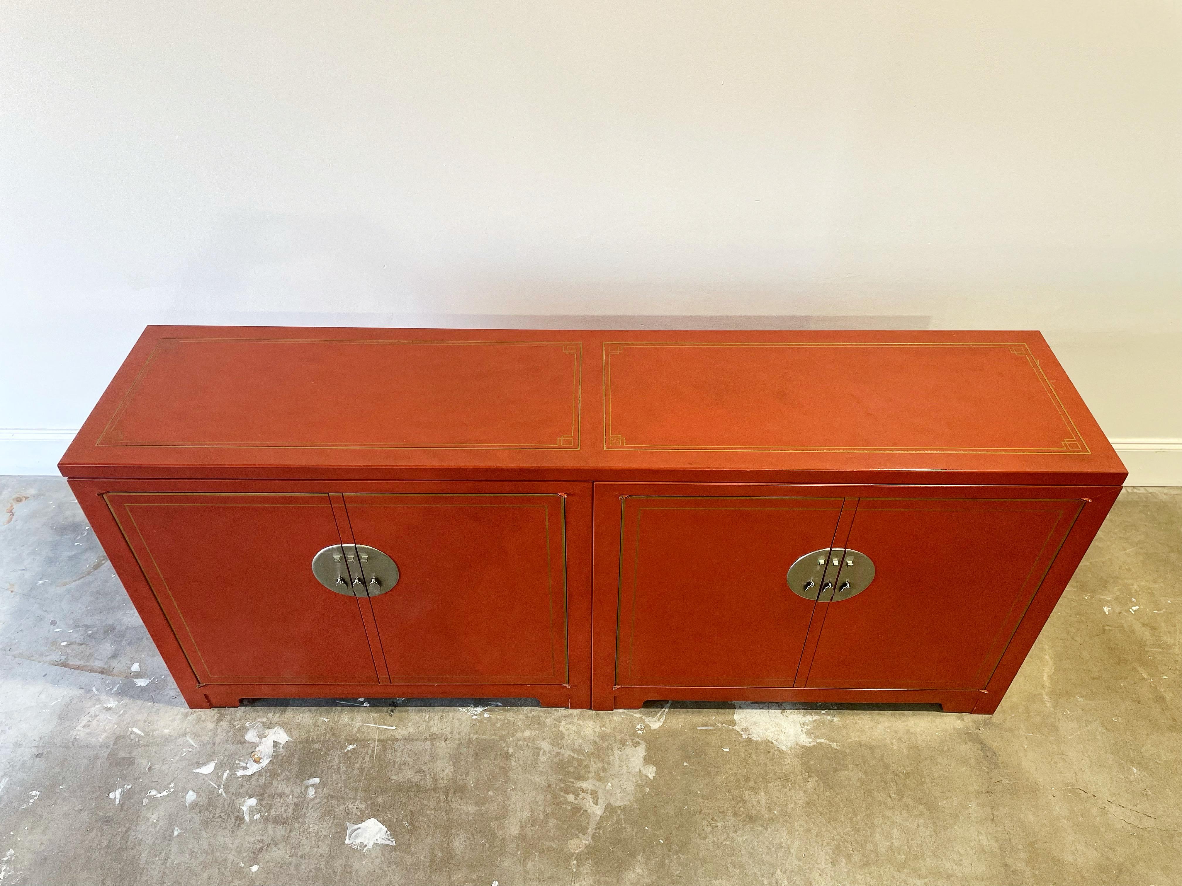 Michael Taylor for Baker - Credenza Cabinet - Far East Collection - Coral Red 4