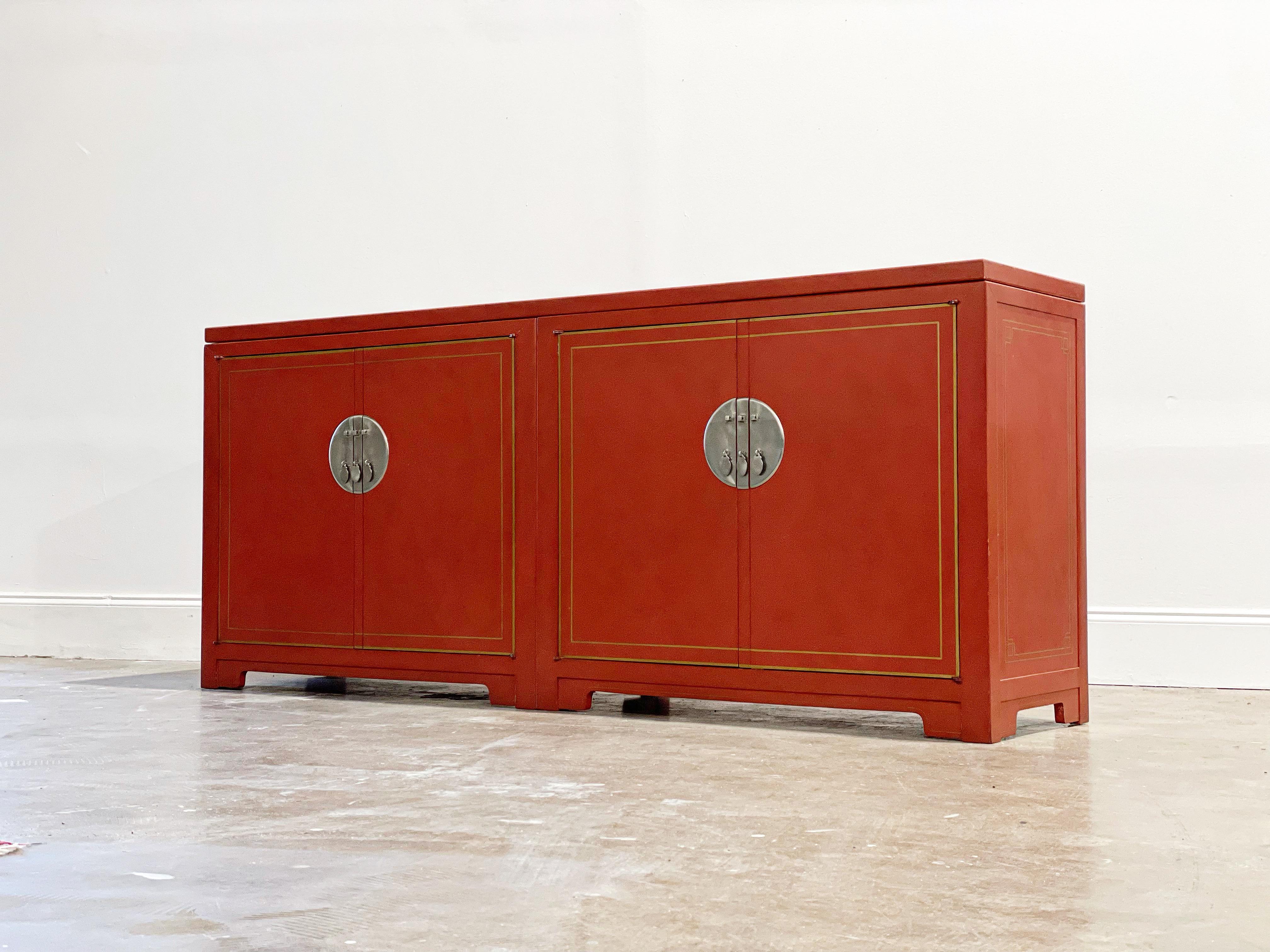 Michael Taylor for Baker - Credenza Cabinet - Far East Collection - Coral Red 7