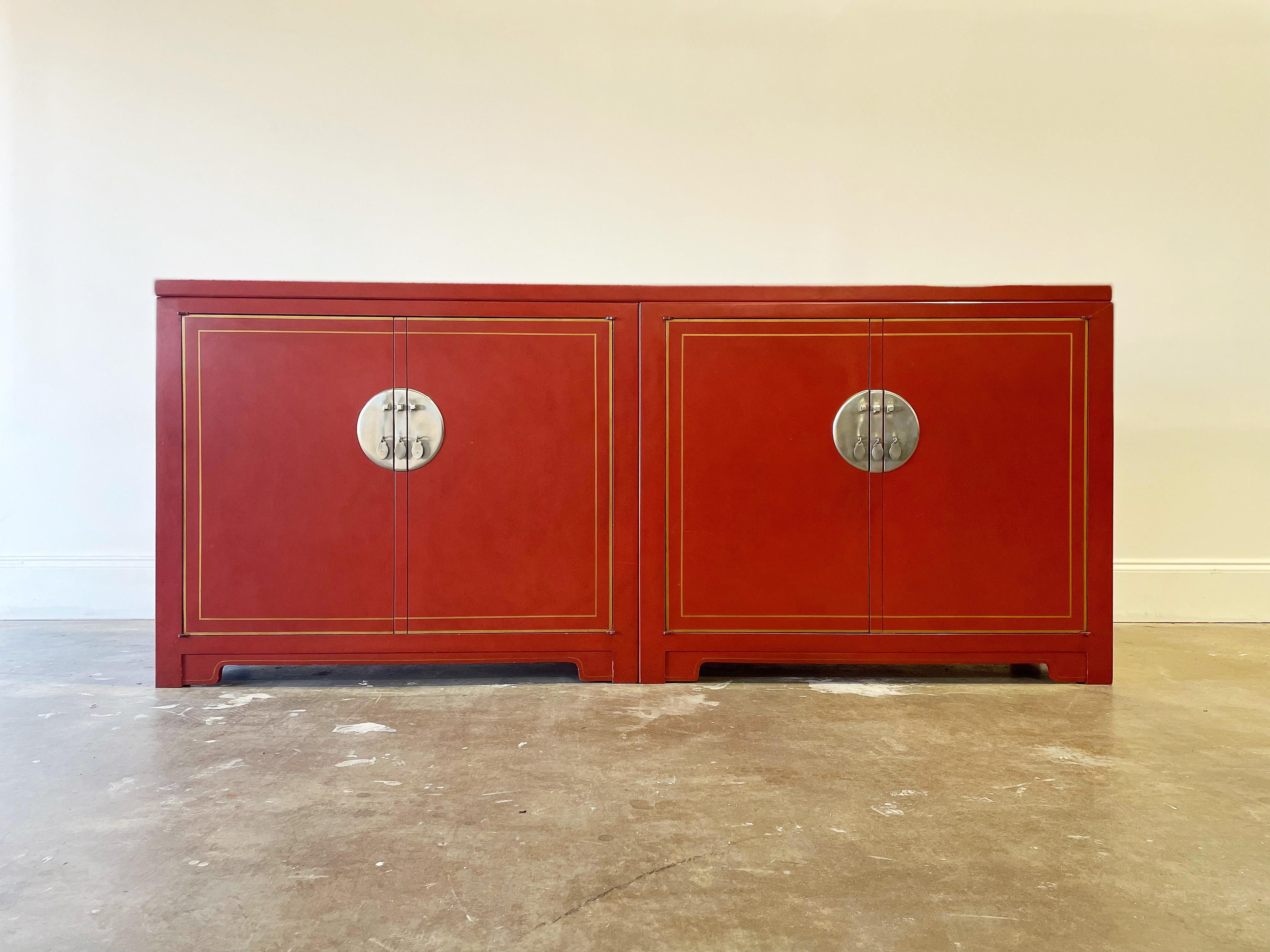 Michael Taylor for Baker - Credenza Cabinet - Far East Collection - Coral Red 8