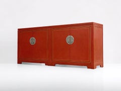 Michael Taylor for Baker - Credenza Cabinet - Far East Collection - Coral Red