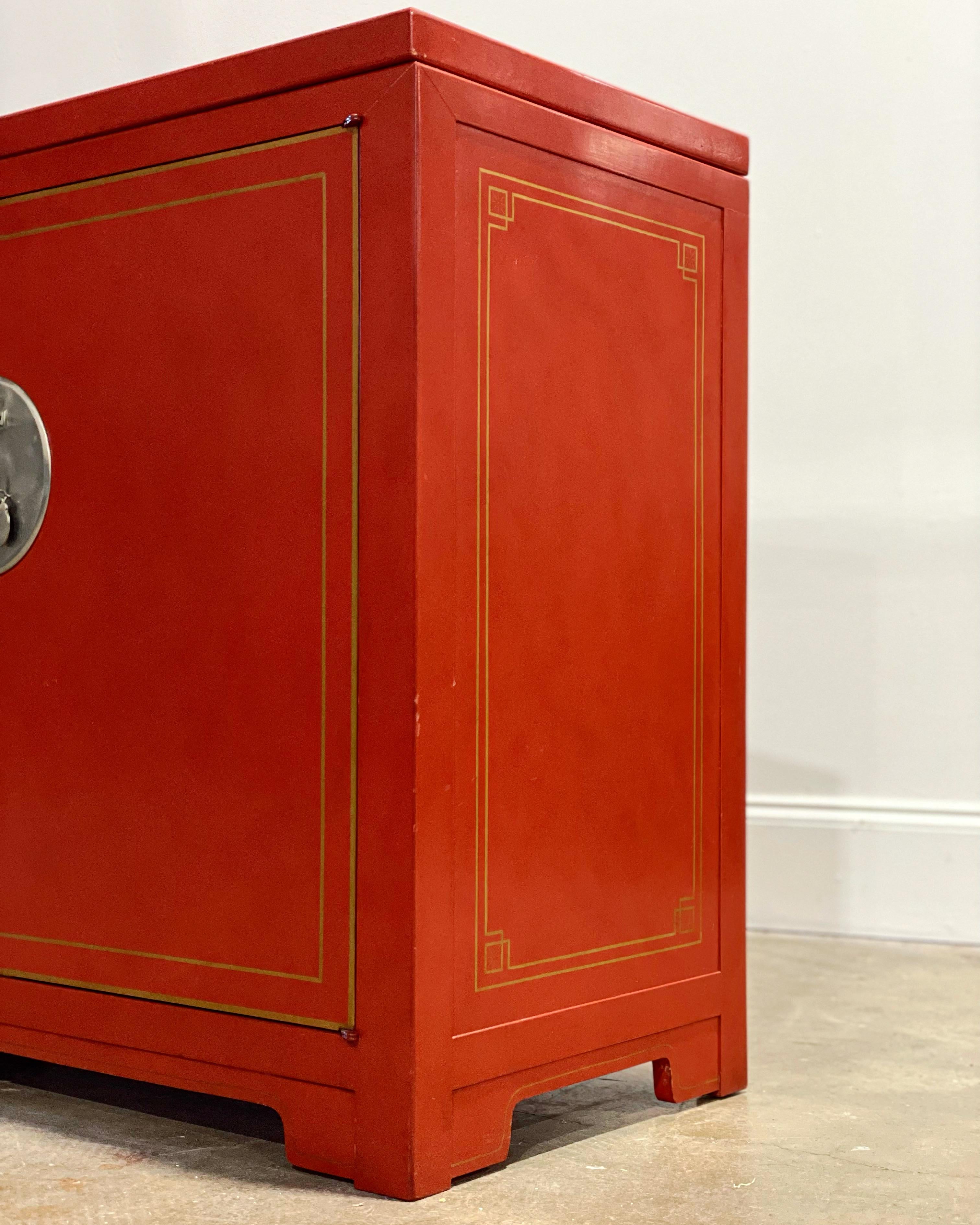Mid-20th Century Michael Taylor for Baker - Credenza Cabinet - Far East Collection - Coral Red