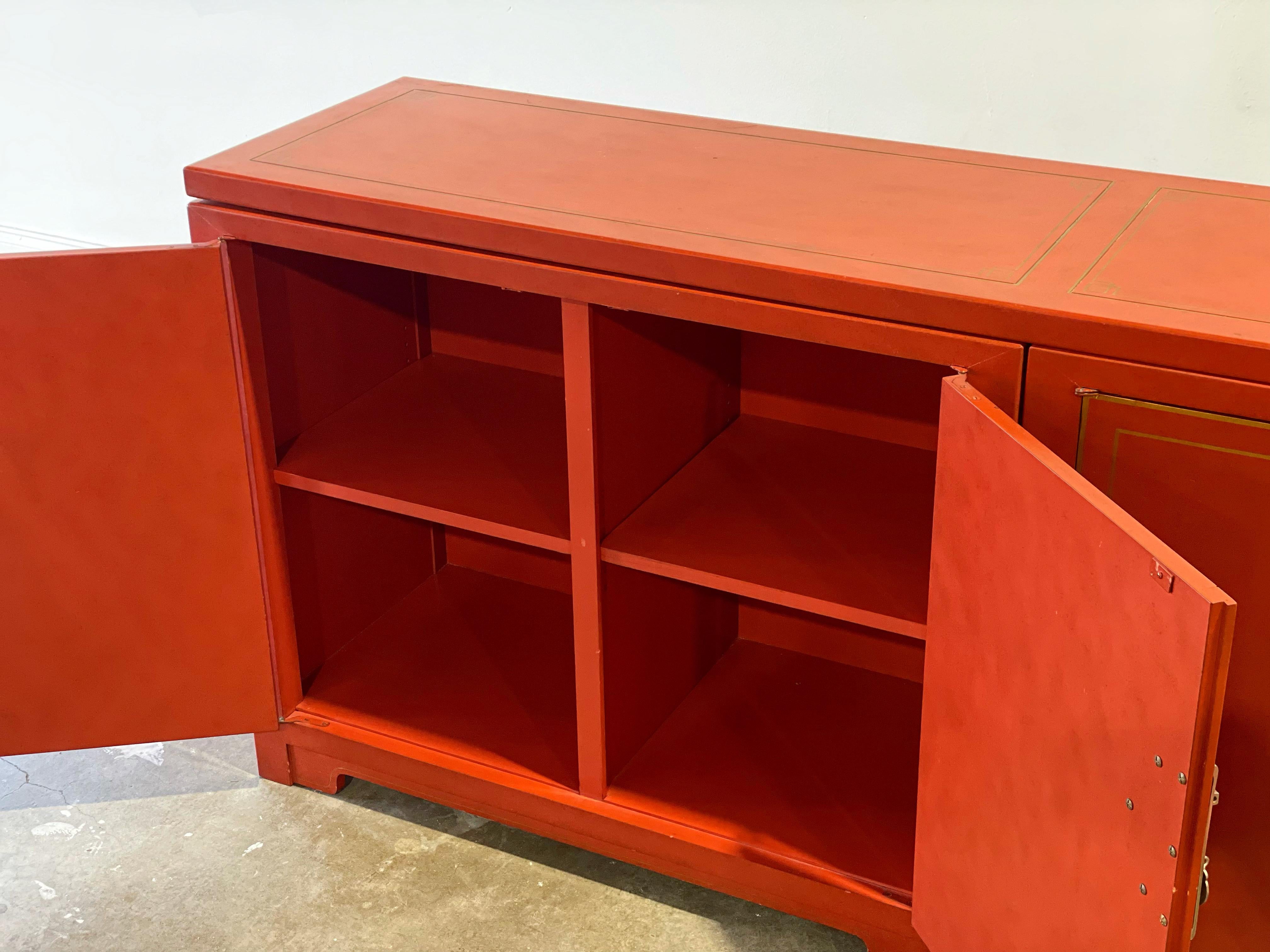 Michael Taylor for Baker - Credenza Cabinet - Far East Collection - Coral Red 1