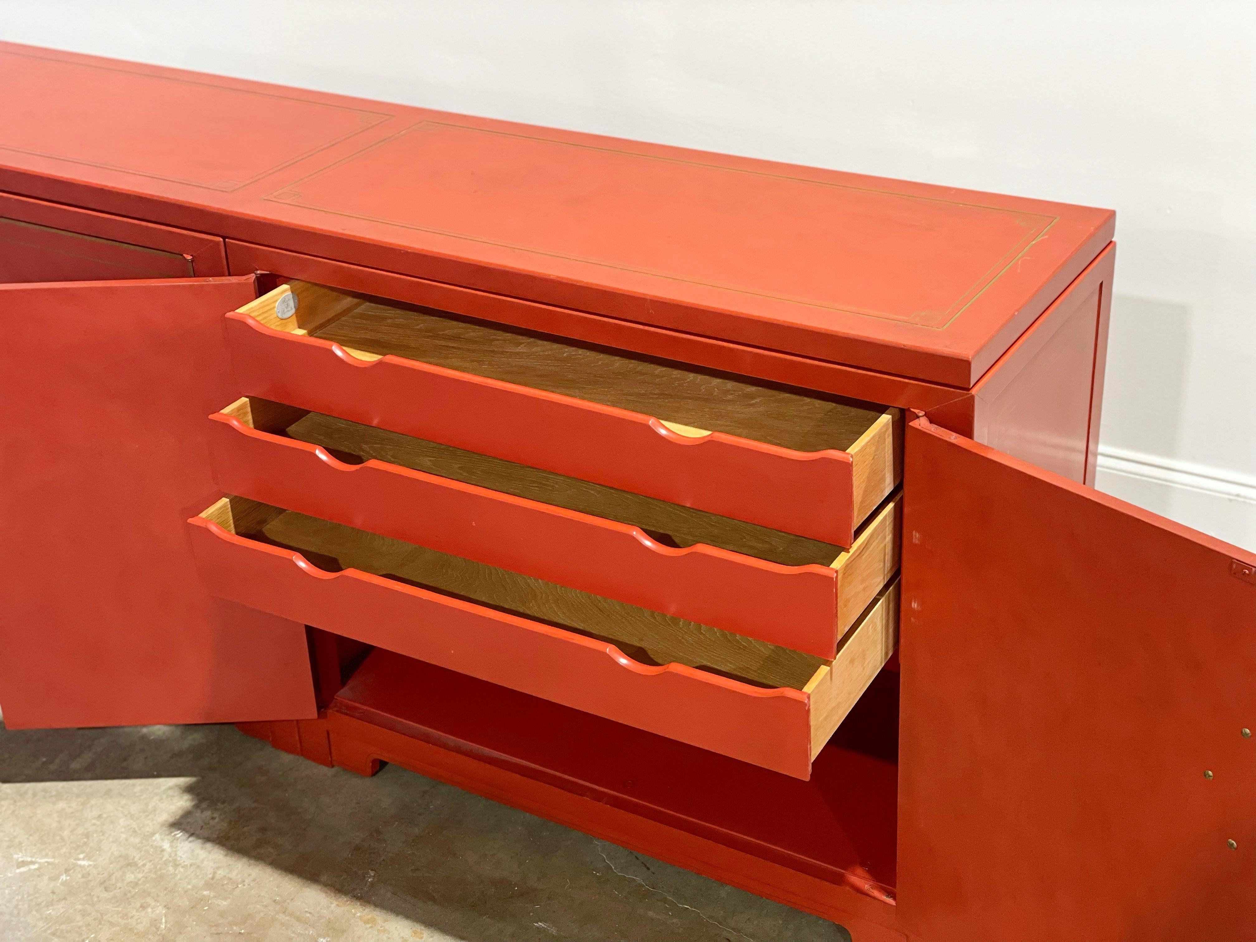 Michael Taylor for Baker - Credenza Cabinet - Far East Collection - Coral Red 2