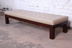 Michael Taylor for Baker Custom Long Bench in Mahogany and Leather