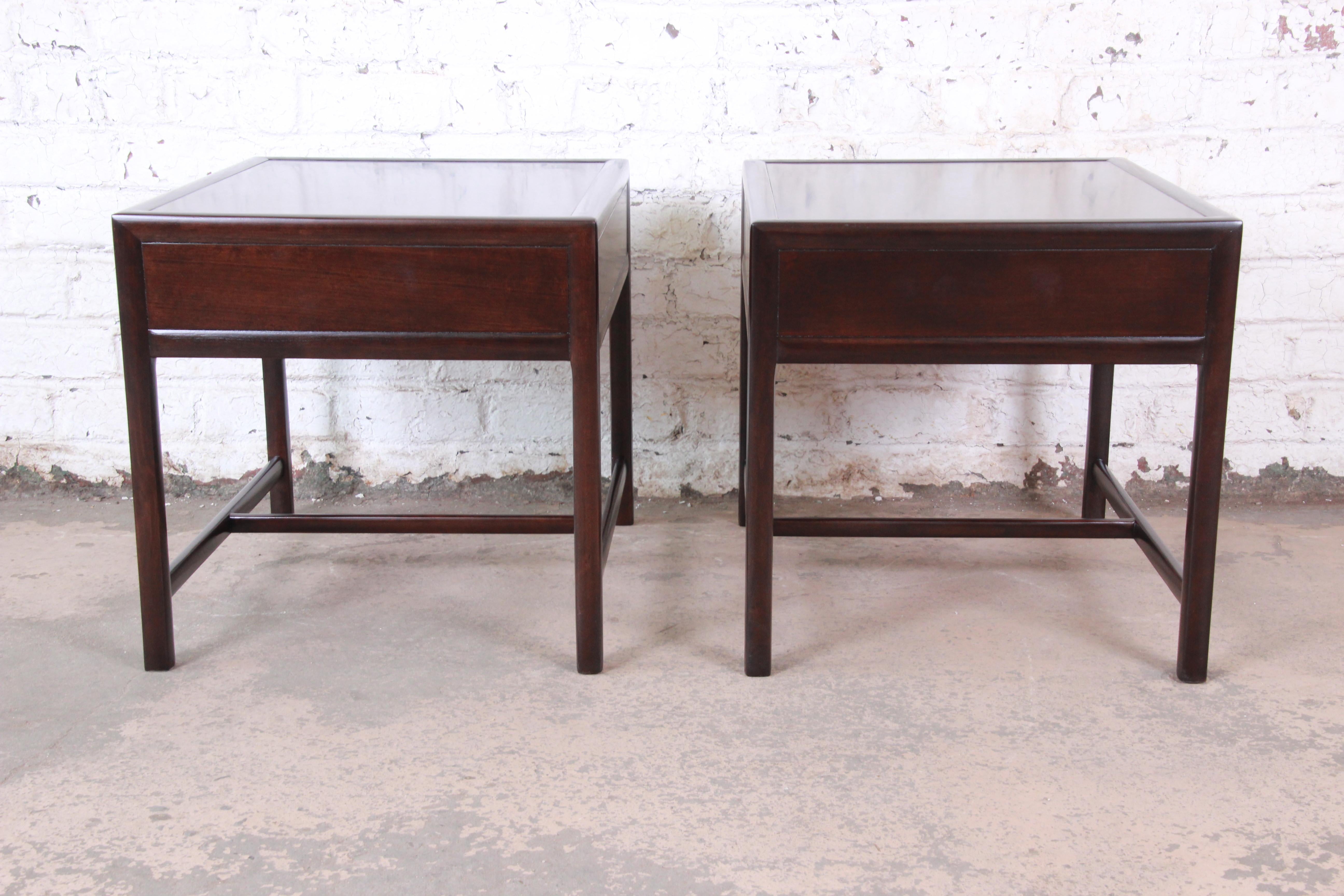 Michael Taylor for Baker Dark Cherry Nightstands or End Tables, Newly Restored 7