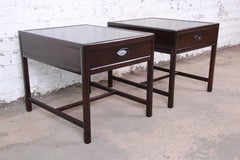 Michael Taylor for Baker Dark Cherry Nightstands or End Tables, Newly Restored