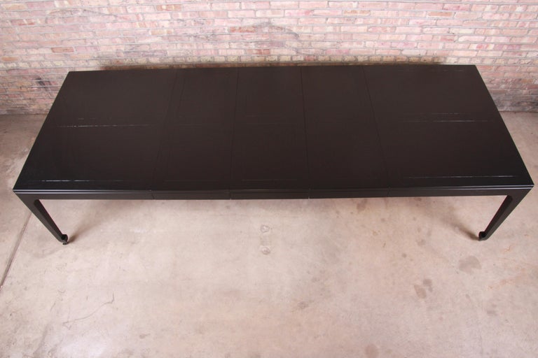 Michael Taylor For Baker Ebonized Chinoiserie Extension Dining Table Seats 14 For Sale At 1stdibs