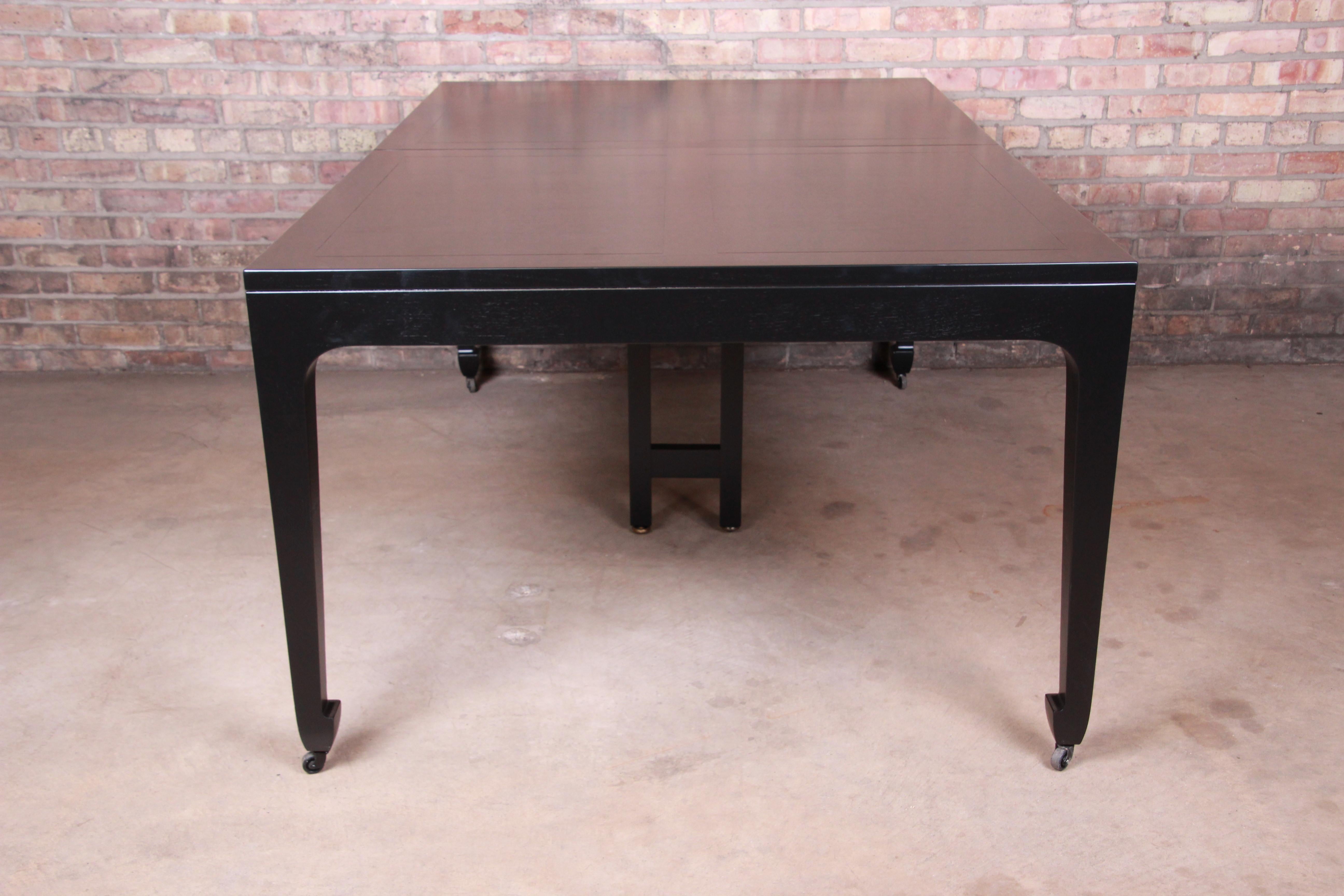 Michael Taylor for Baker Ebonized Chinoiserie Extension Dining Table, Seats 14 7