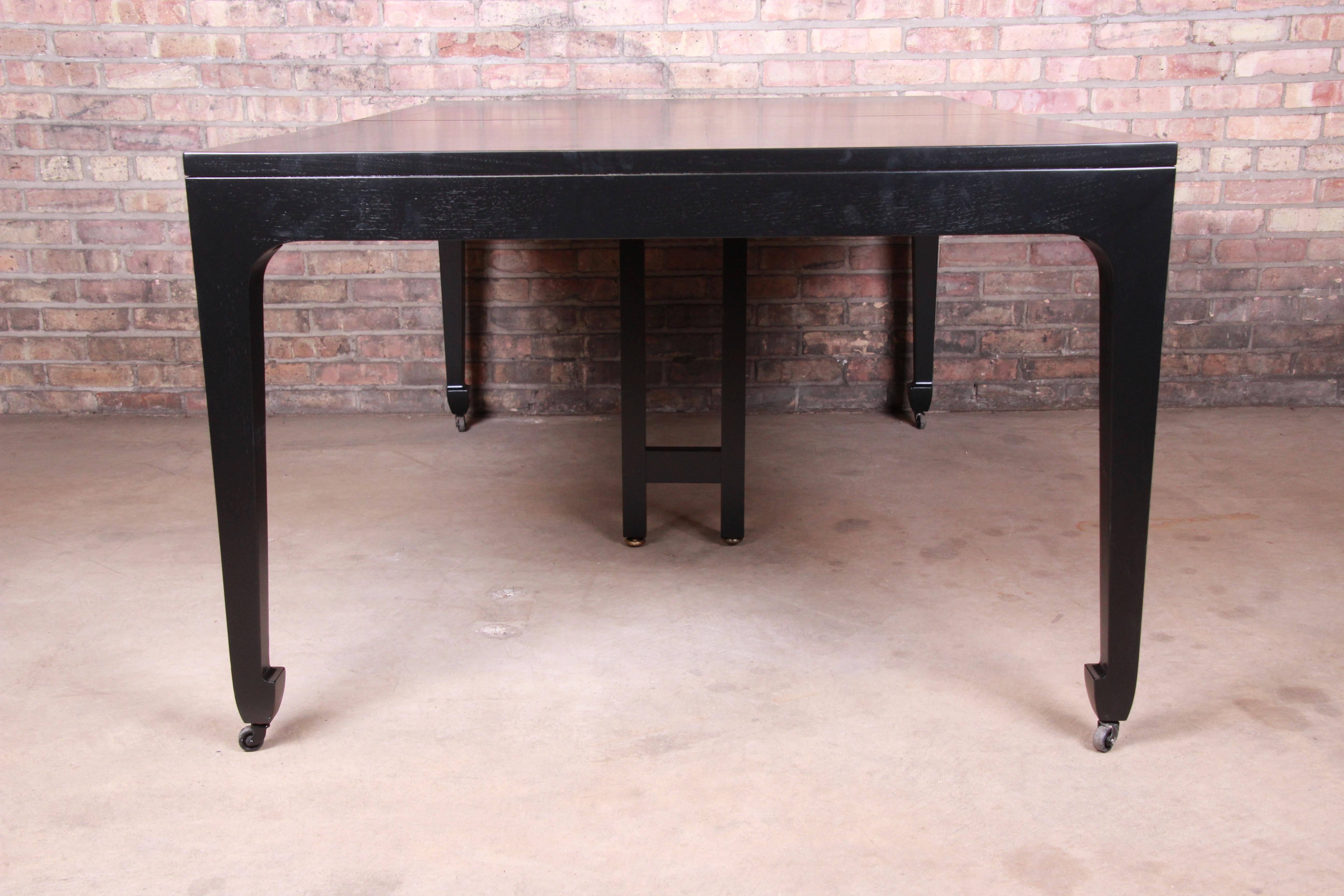 Michael Taylor for Baker Ebonized Chinoiserie Extension Dining Table, Seats 14 8