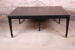 Michael Taylor for Baker Ebonized Chinoiserie Extension Dining Table, Seats 14