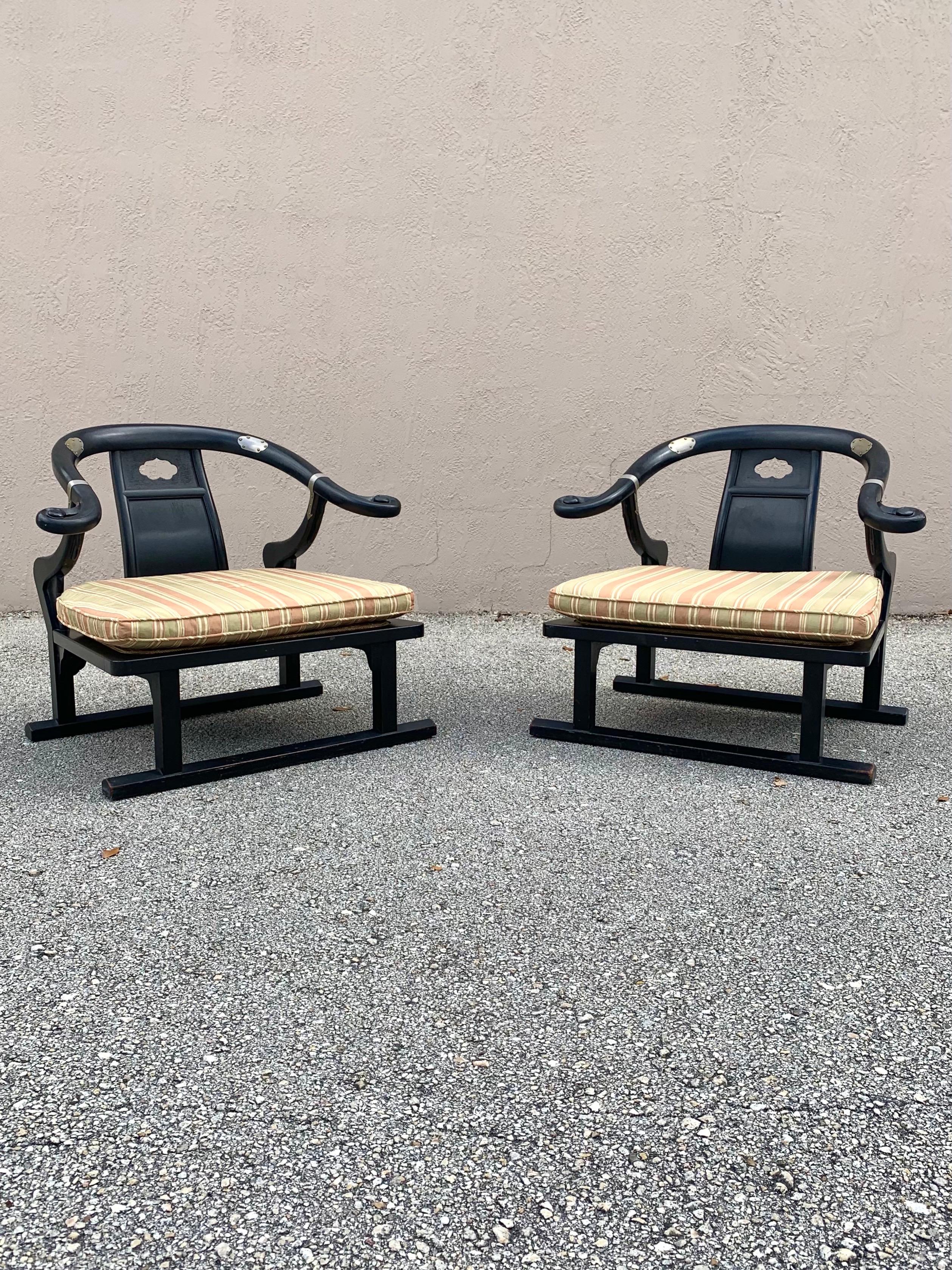 Nord-américain Michael Taylor pour Baker fauteuils de salon en ébène de la collection Far East en vente