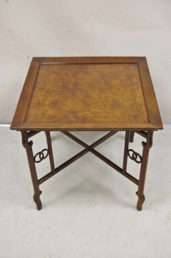 Michael Taylor for Baker Far East Asian Burl Wood Square Occasional Side Table