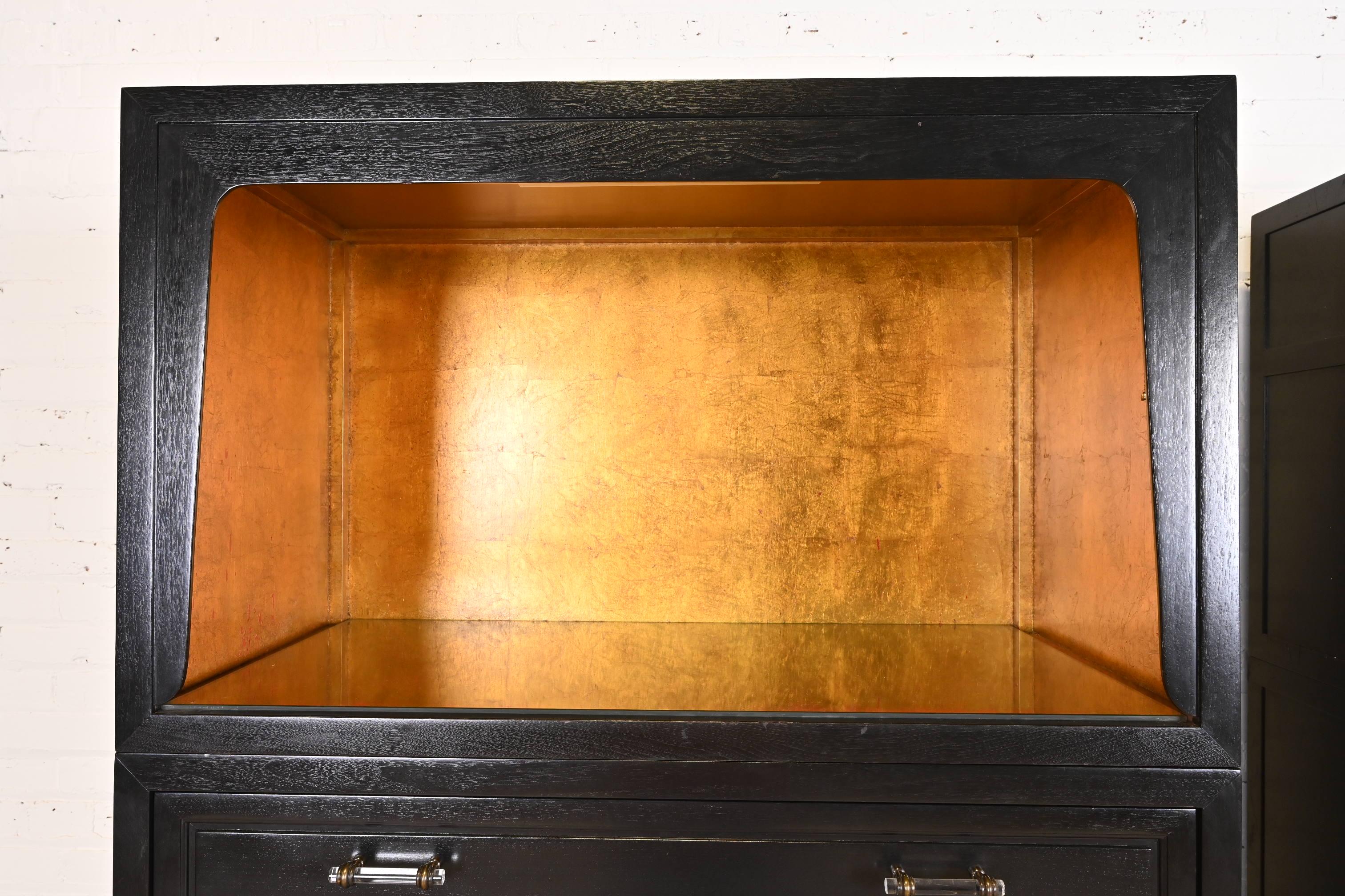 Michael Taylor for Baker Far East Black Lacquer and Gold Leaf Bar Cabinet, 1960s For Sale 2