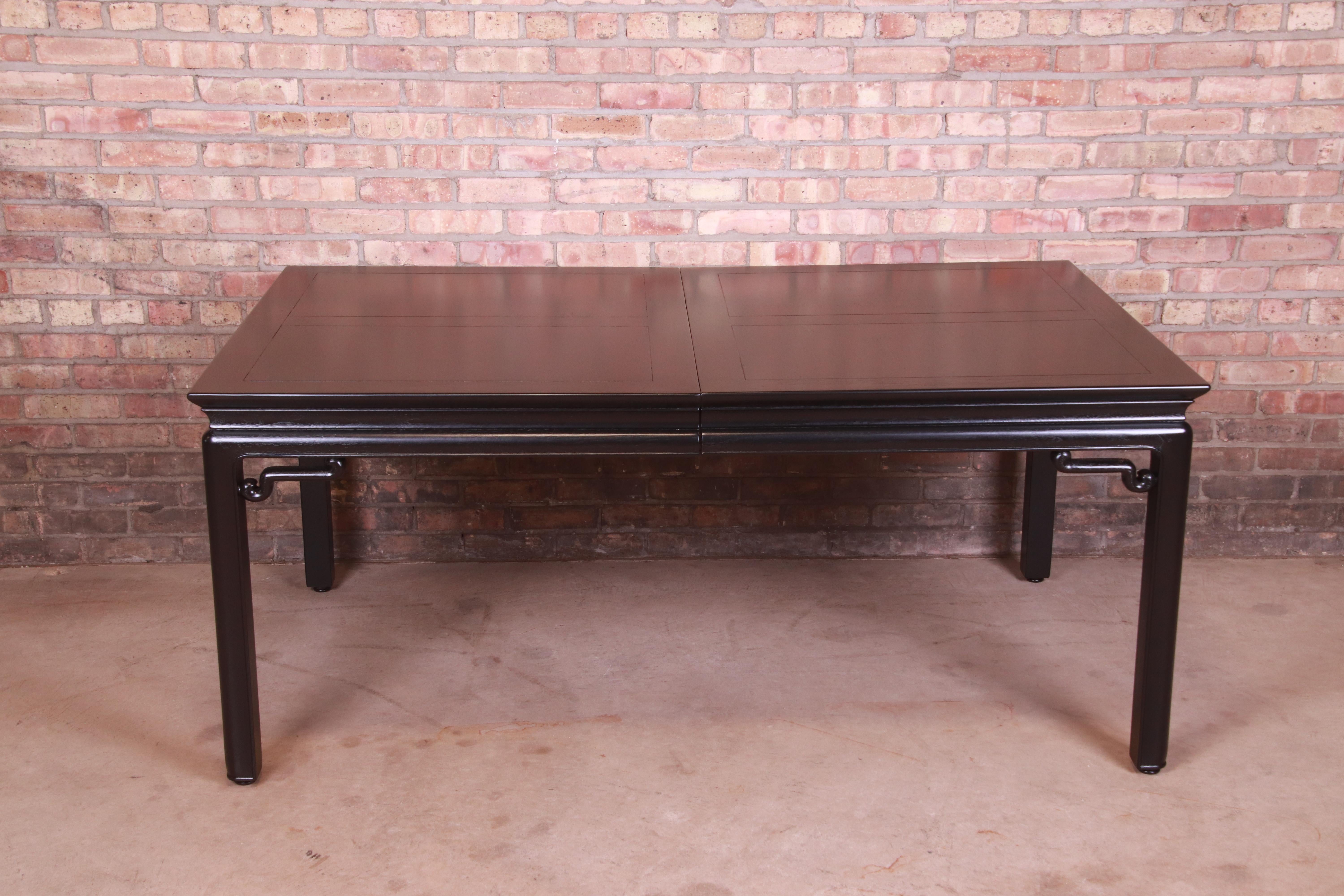 Michael Taylor for Baker Far East Black Lacquered Dining Table, Newly Refinished 2