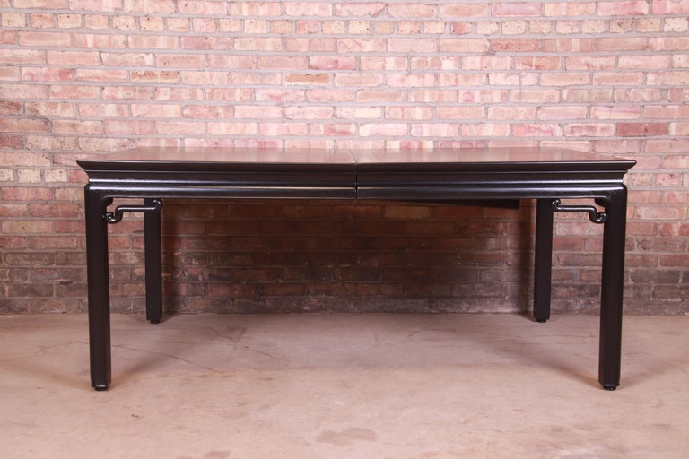 Michael Taylor for Baker Far East Black Lacquered Dining Table, Newly Refinished For Sale 4