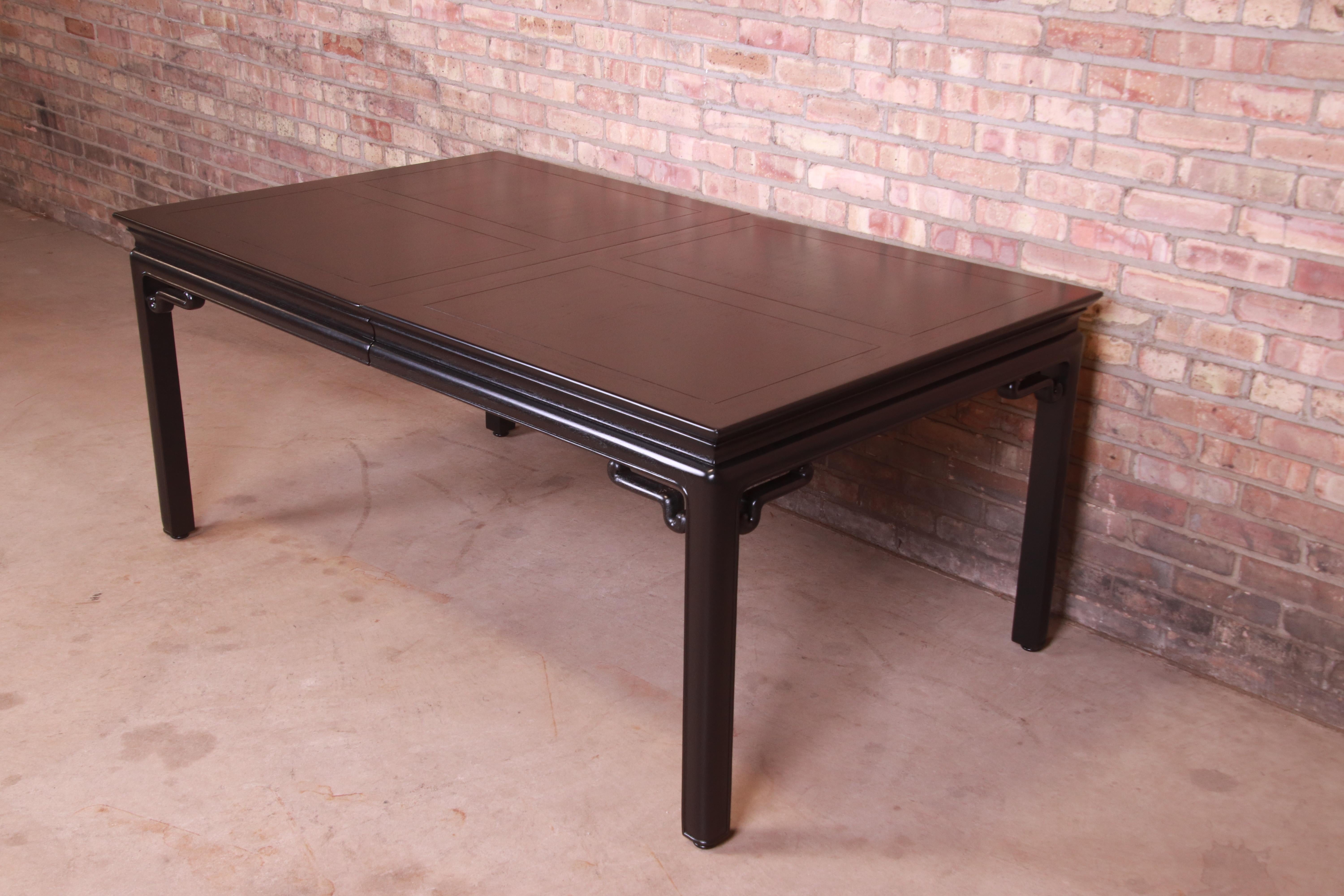 Michael Taylor for Baker Far East Black Lacquered Dining Table, Newly Refinished 4