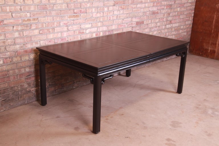 Michael Taylor for Baker Far East Black Lacquered Dining Table, Newly Refinished For Sale 7