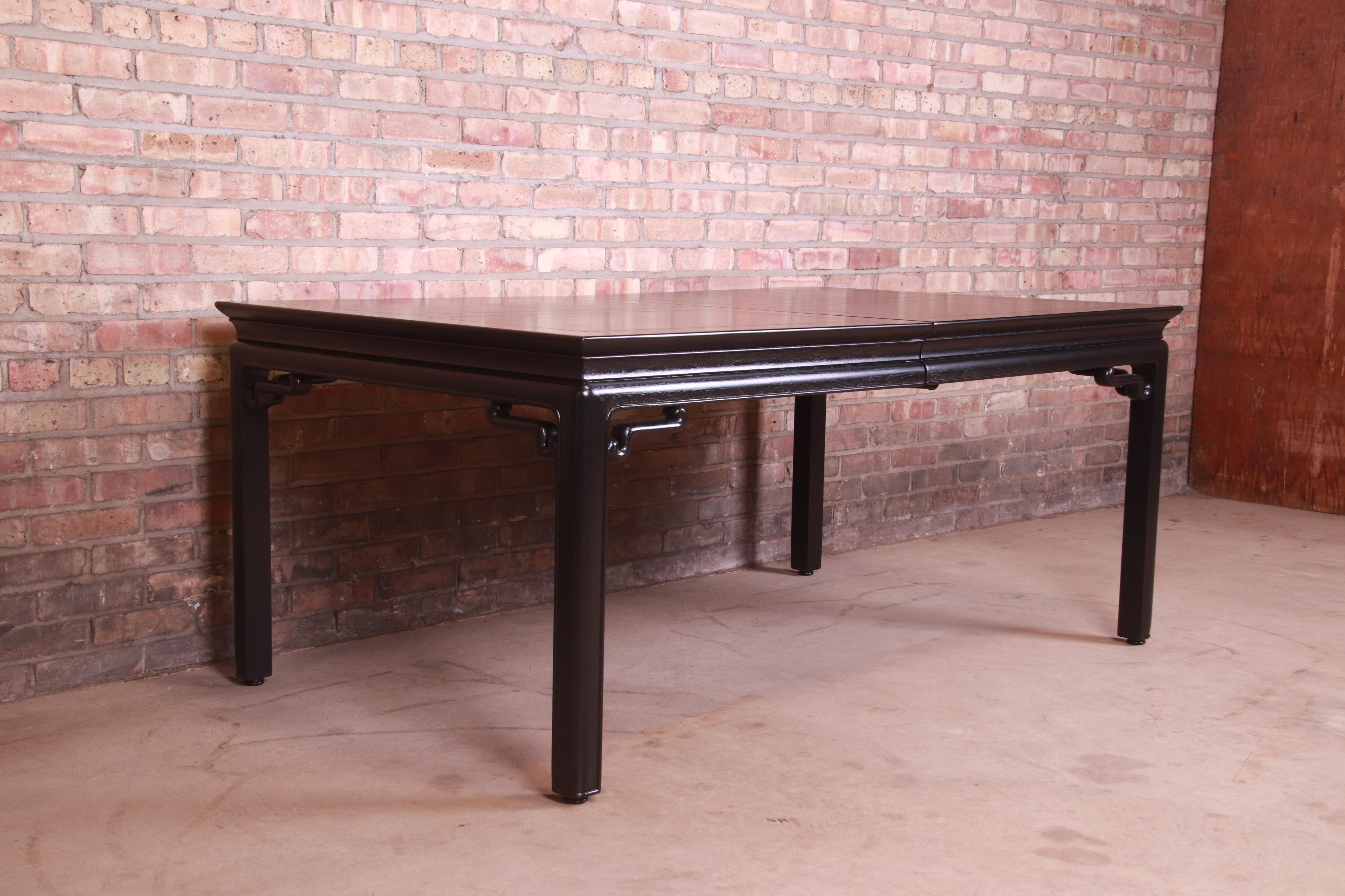 Michael Taylor for Baker Far East Black Lacquered Dining Table, Newly Refinished 7