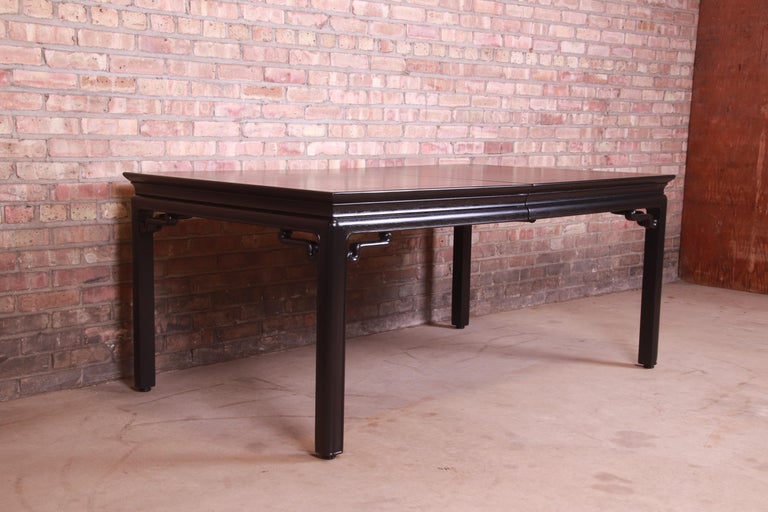 Michael Taylor for Baker Far East Black Lacquered Dining Table, Newly Refinished For Sale 8