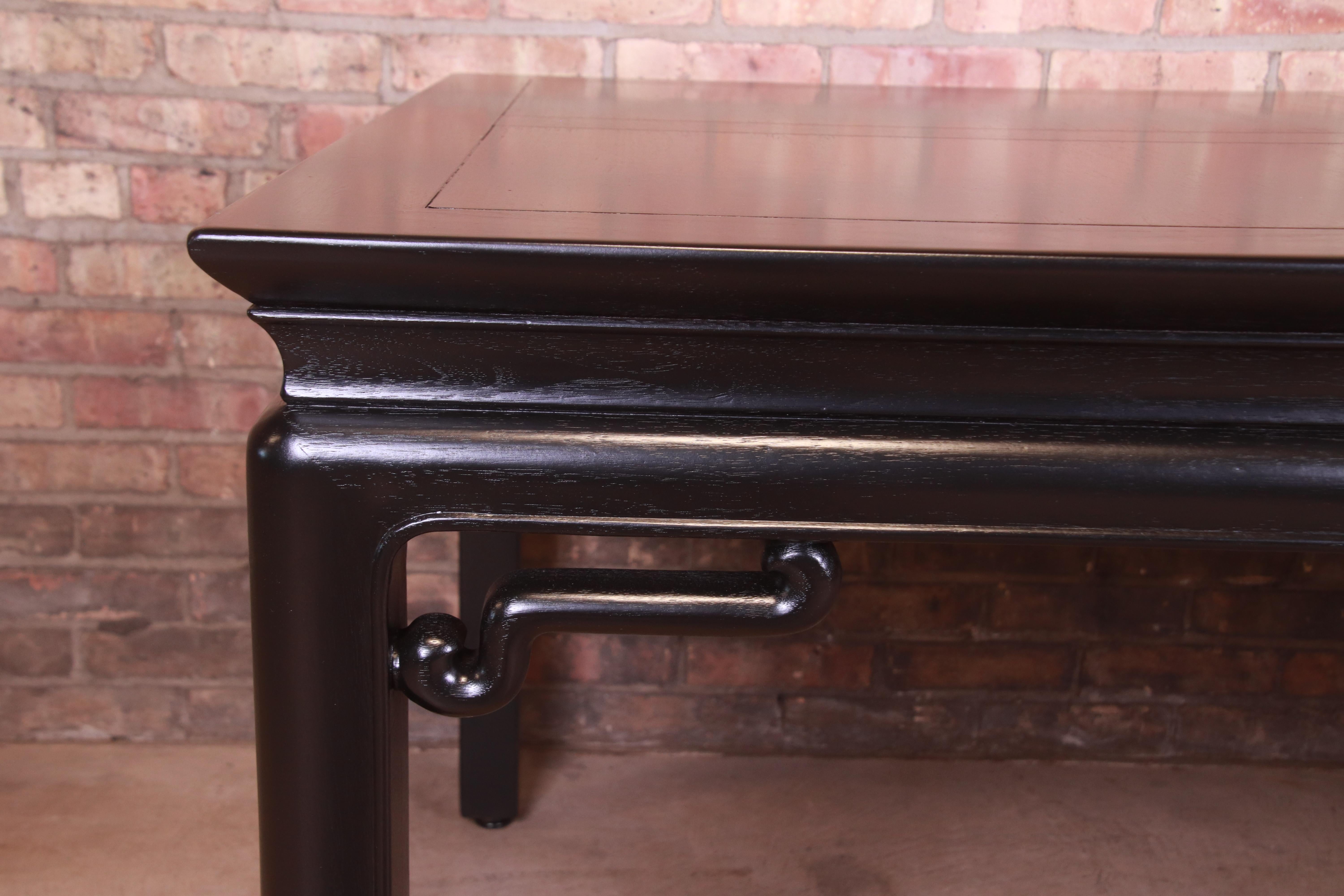 Michael Taylor for Baker Far East Black Lacquered Dining Table, Newly Refinished 8