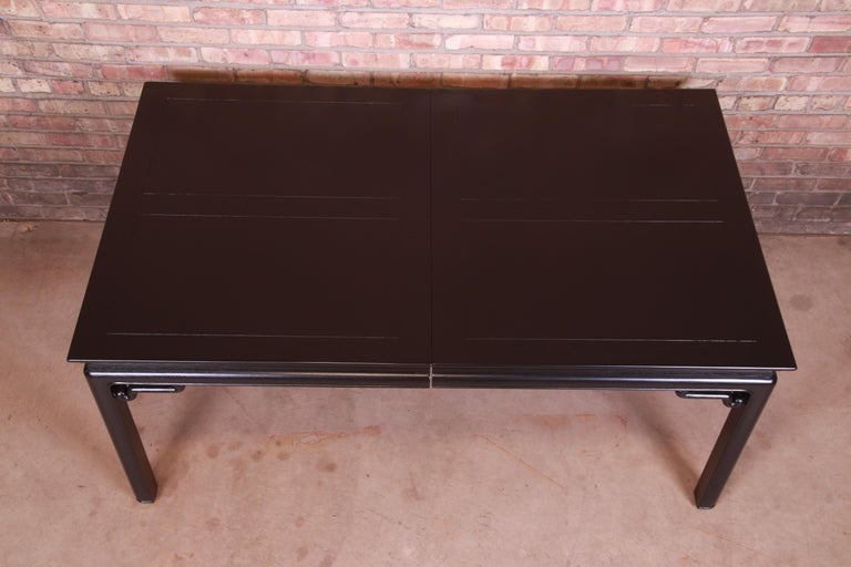 Michael Taylor for Baker Far East Black Lacquered Dining Table, Newly Refinished For Sale 10
