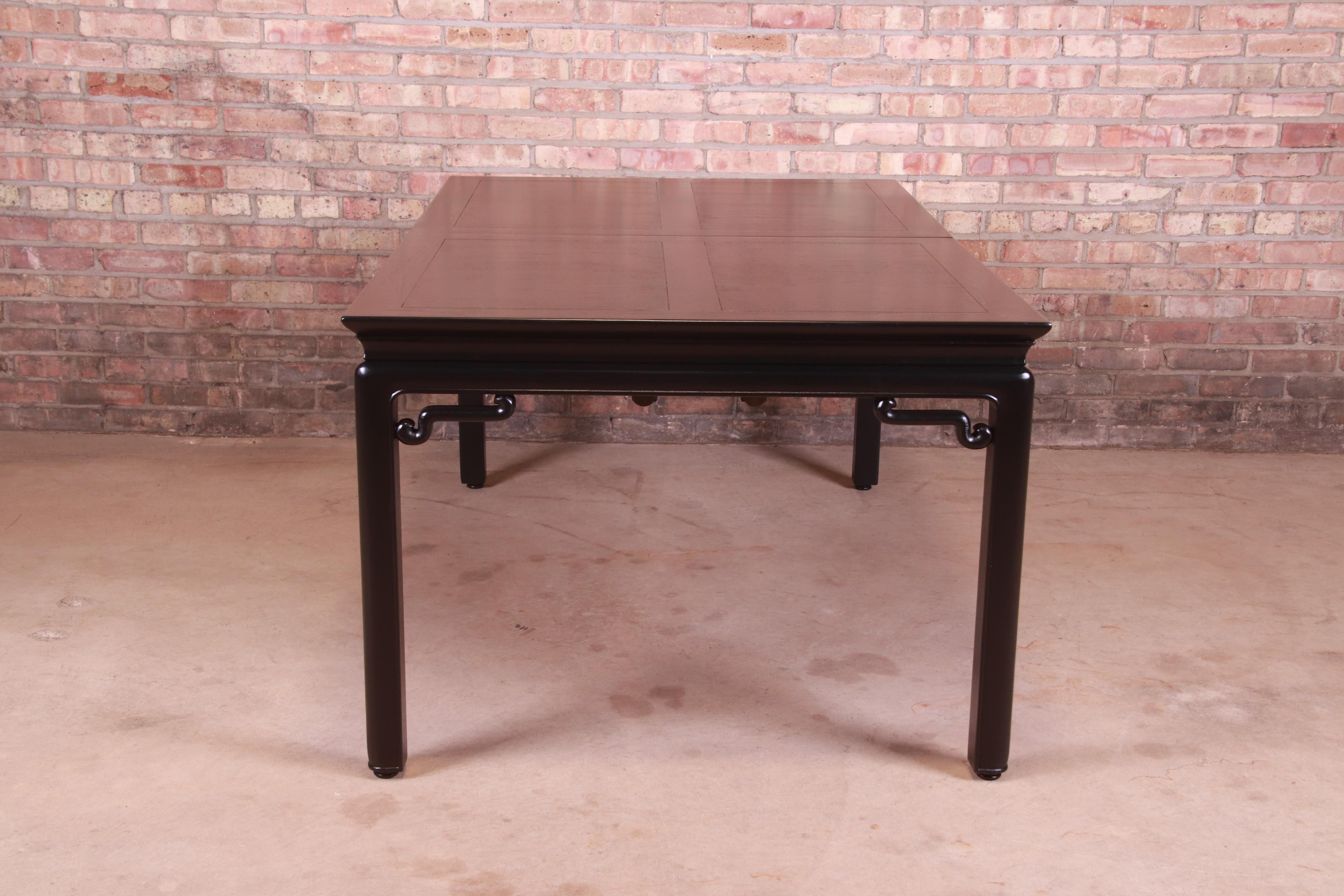 Michael Taylor for Baker Far East Black Lacquered Dining Table, Newly Refinished 10