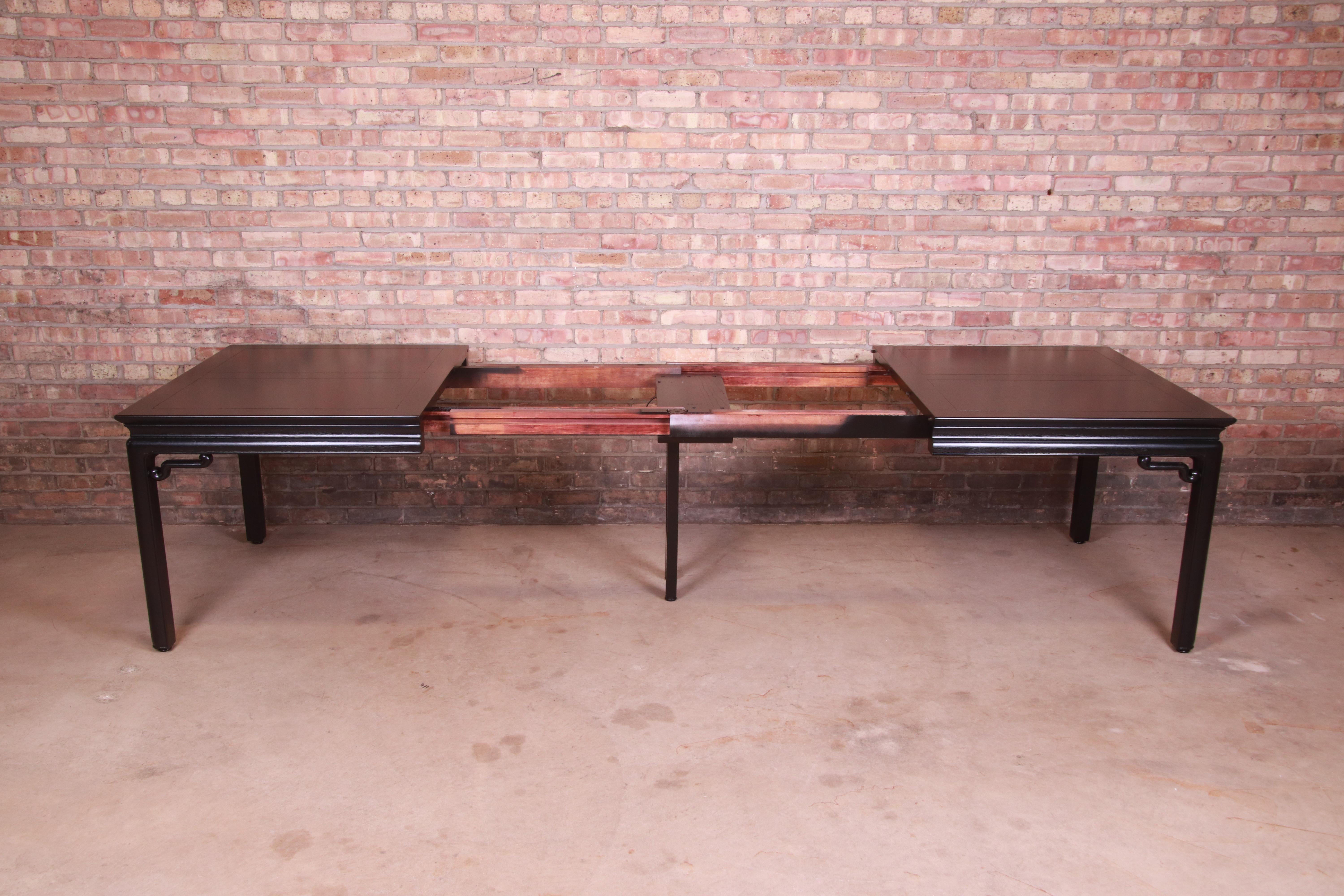 Michael Taylor for Baker Far East Black Lacquered Dining Table, Newly Refinished 1