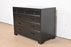 Michael Taylor for Baker Far East Black Lacquered Dresser Chest, Refinished