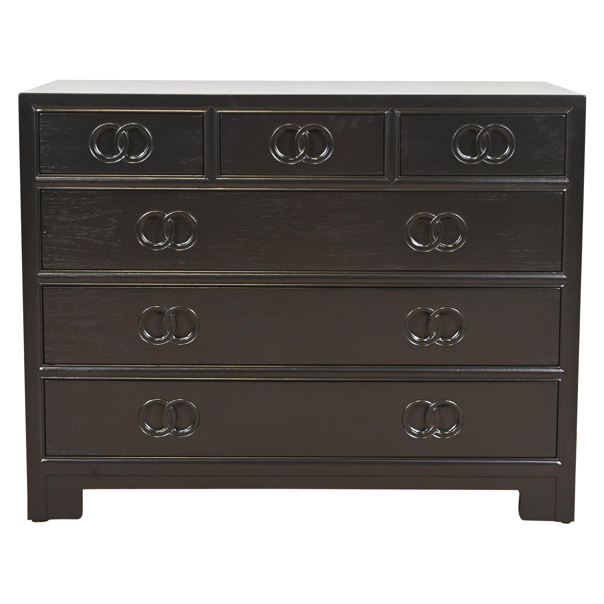 Commode laquée noire Michael Taylor pour Baker Far East, revernie