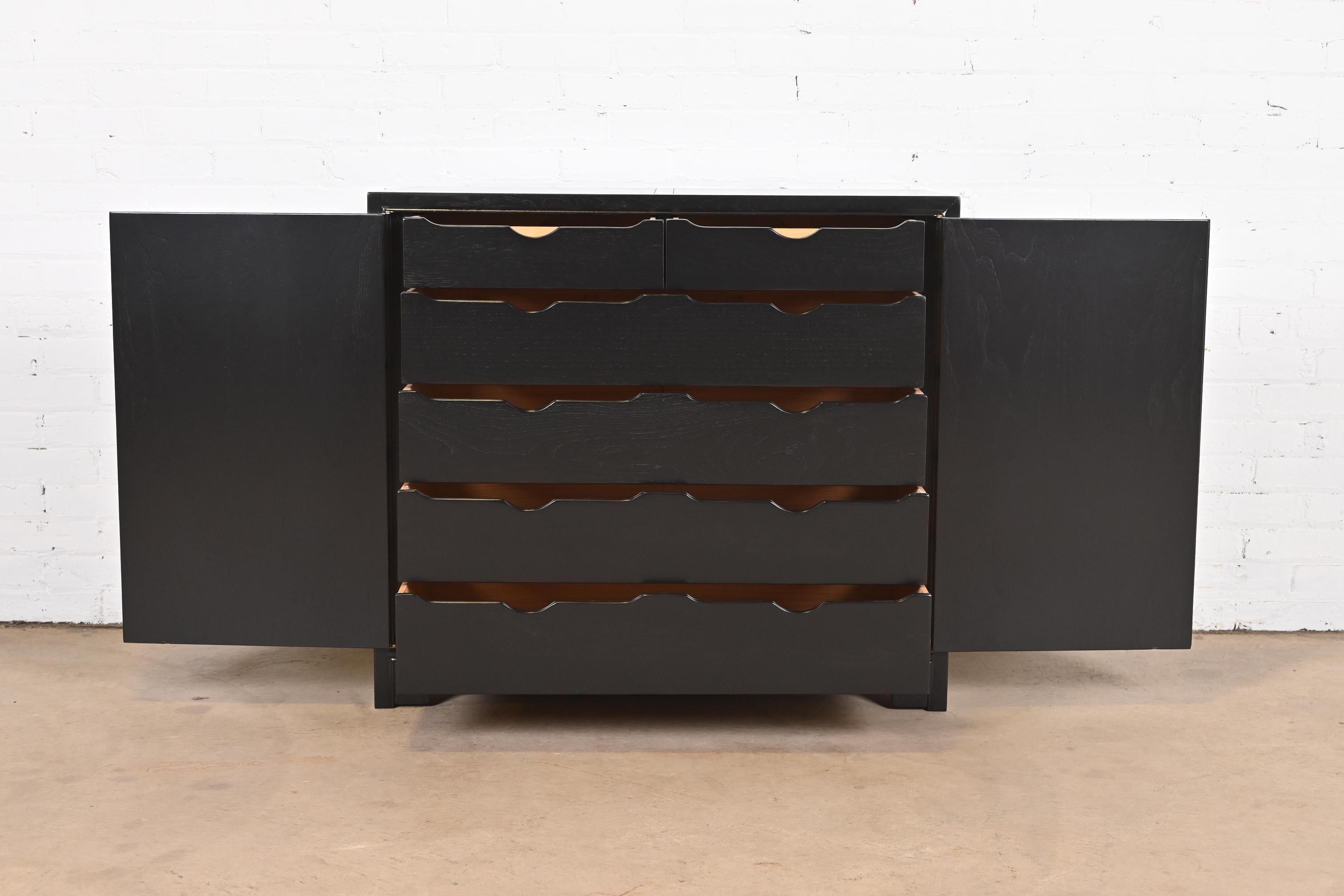 Mid-20th Century Michael Taylor for Baker Far East Collection Black Lacquered Chest of Drawers For Sale
