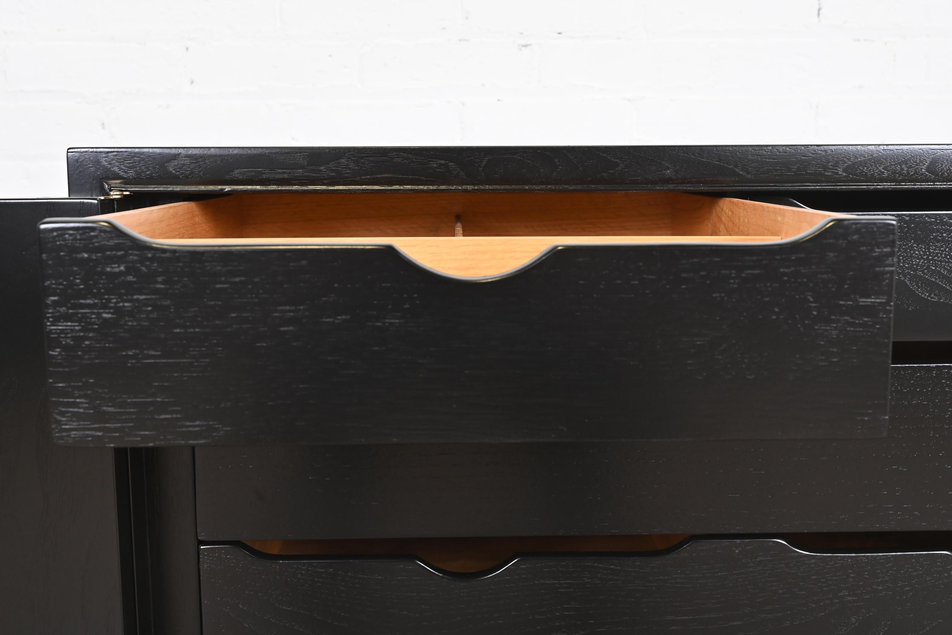Michael Taylor for Baker Far East Collection Black Lacquered Chest of Drawers For Sale 1