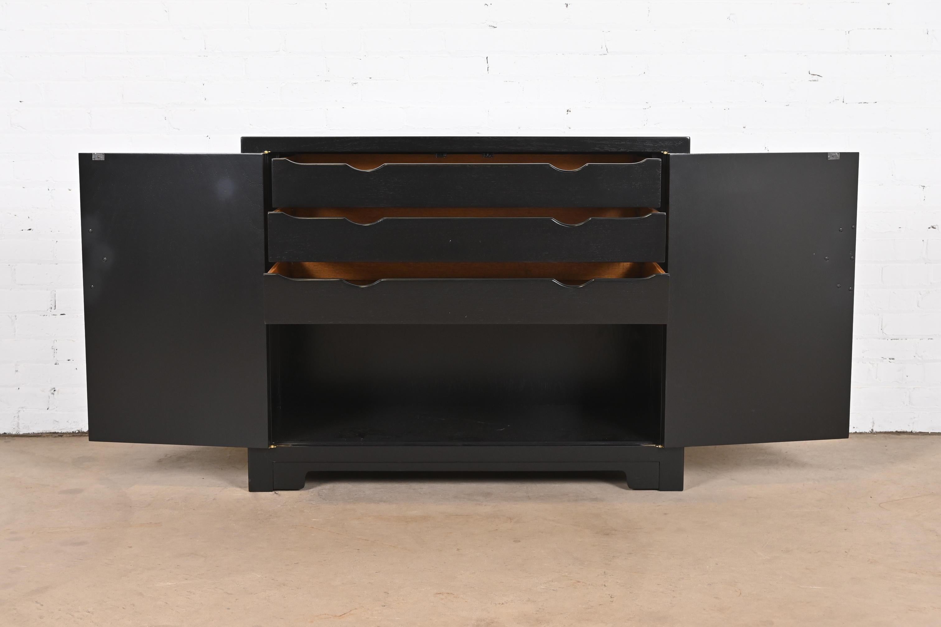 Michael Taylor for Baker Far East Collection Black Lacquered Chinoiserie Cabinet 1