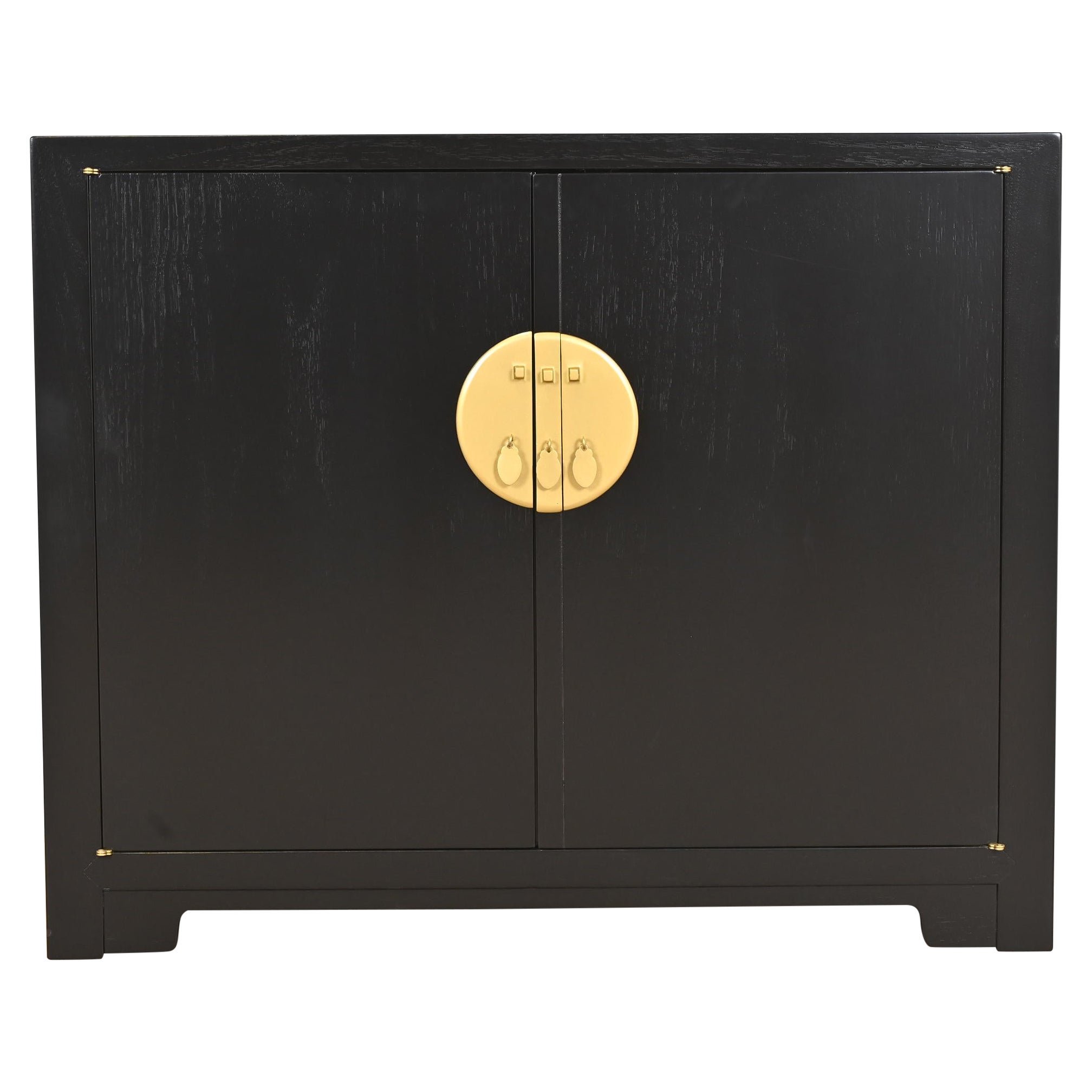 Michael Taylor for Baker Far East Collection Black Lacquered Chinoiserie Cabinet